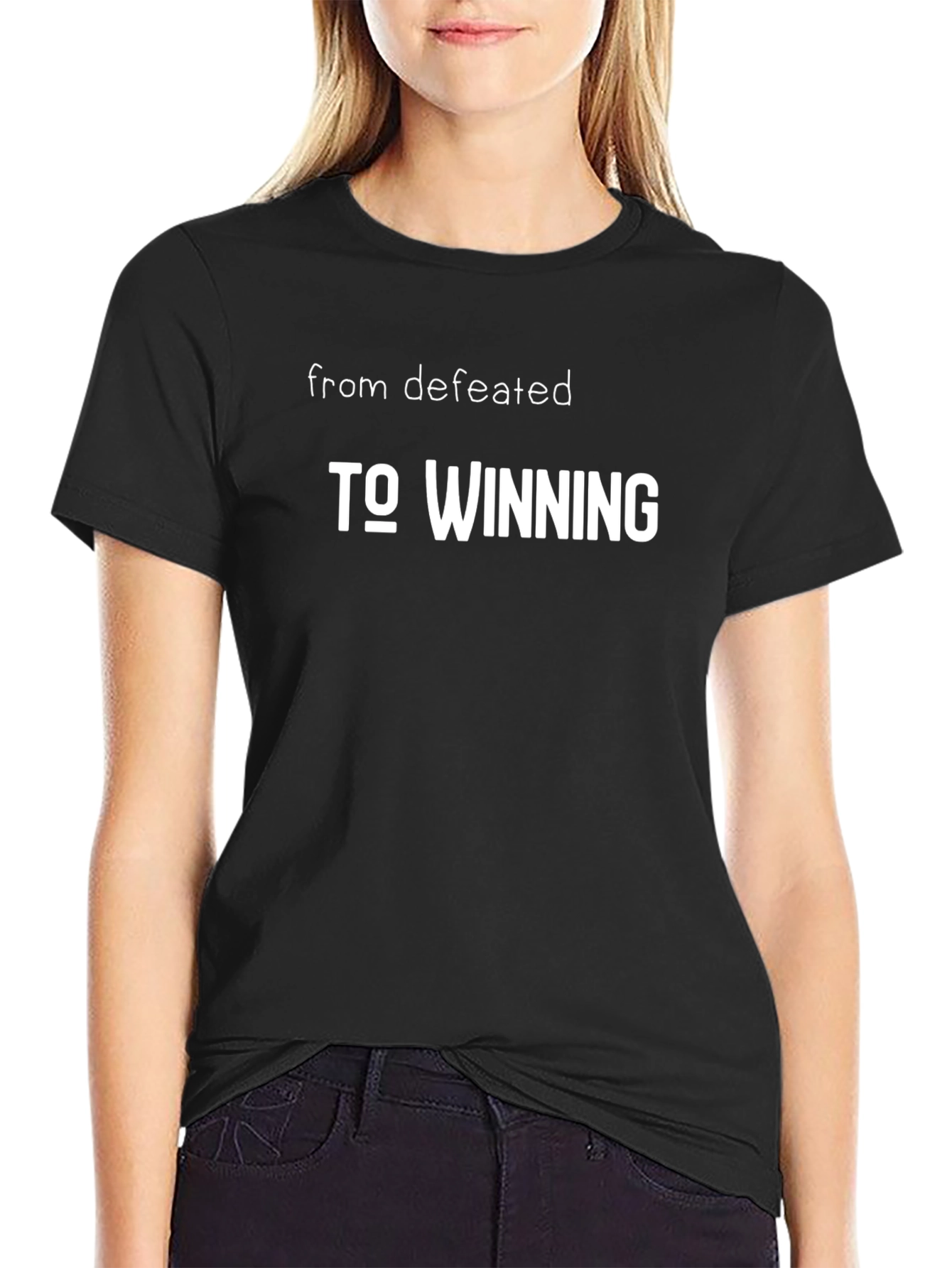 From Defeated to Winning Graphic Tee - Black