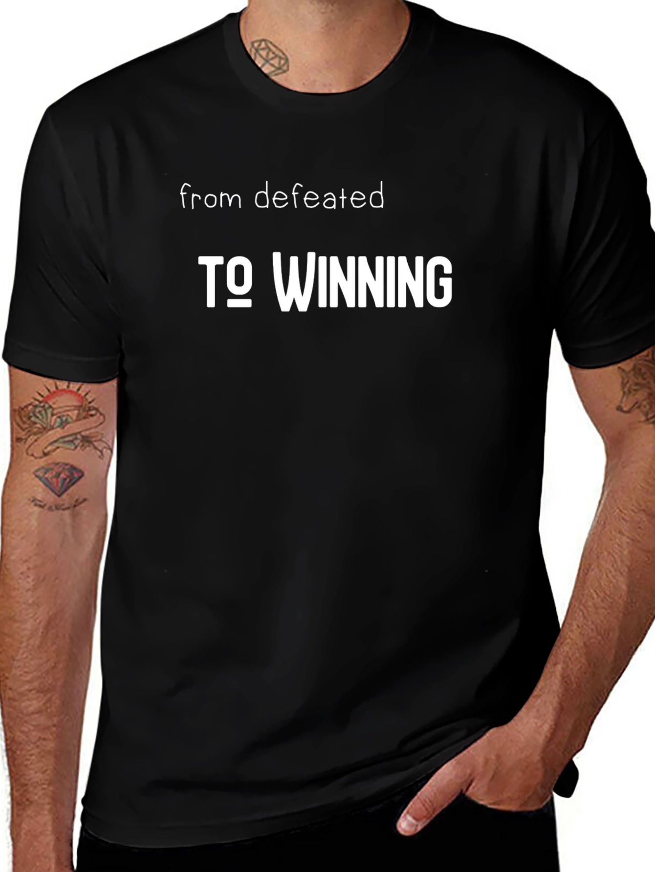 From Defeated to Winning Graphic Tee - Black