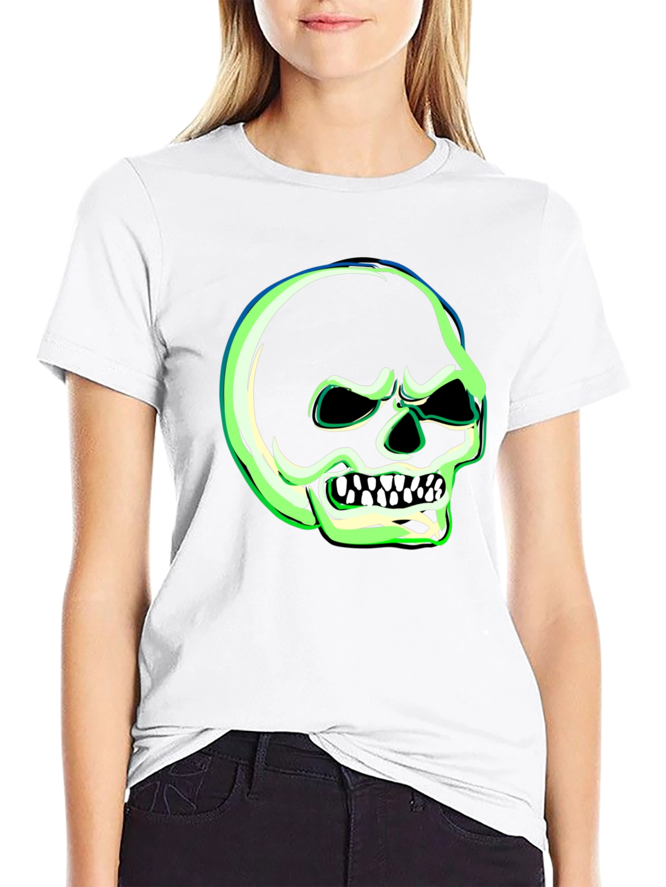 Glow-in-the-Dark Skull Graphic T-Shirt