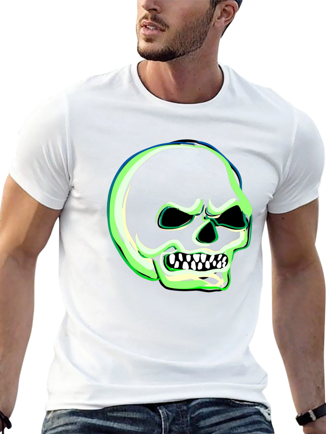 Glow-in-the-Dark Skull Graphic T-Shirt
