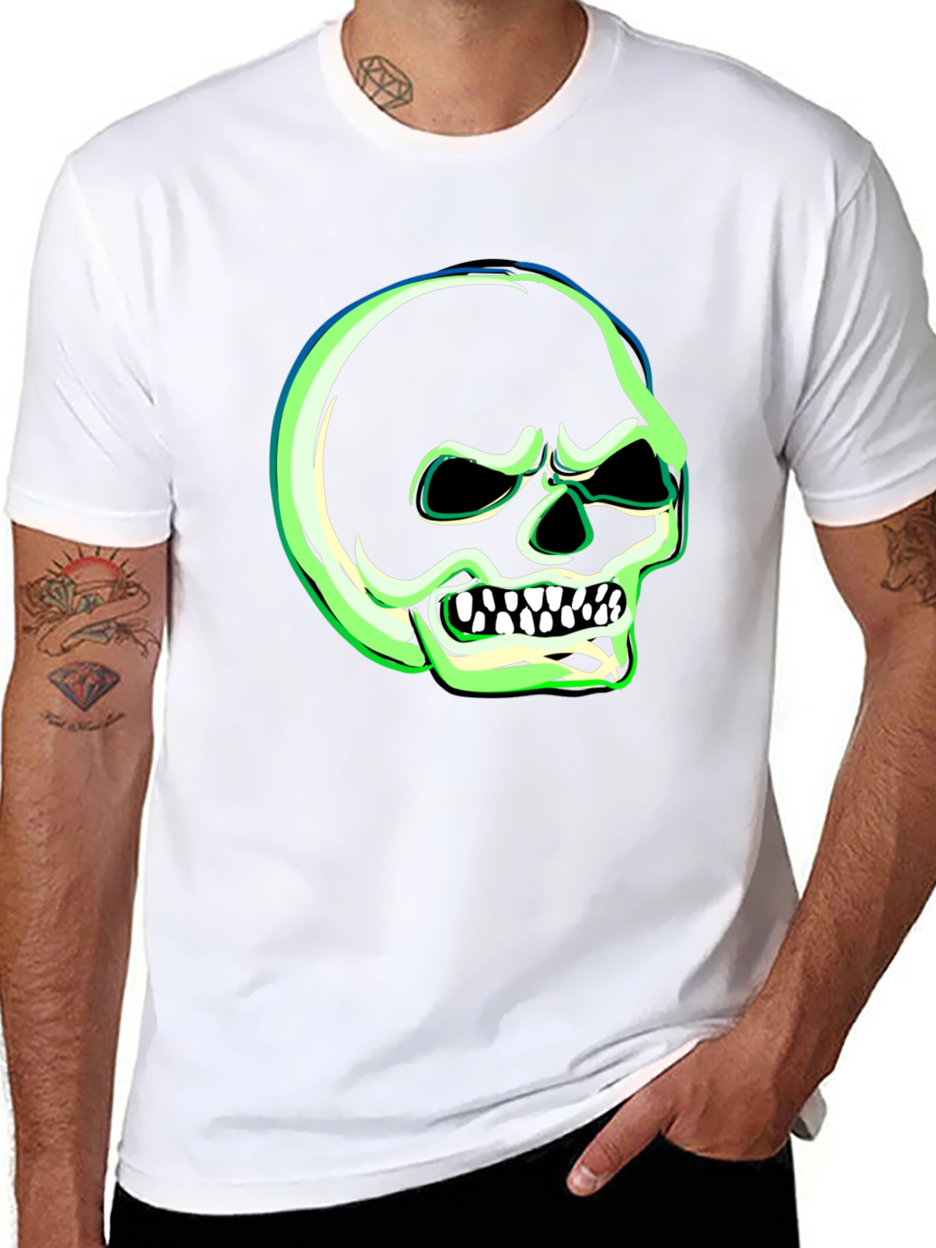 Glow-in-the-Dark Skull Graphic T-Shirt