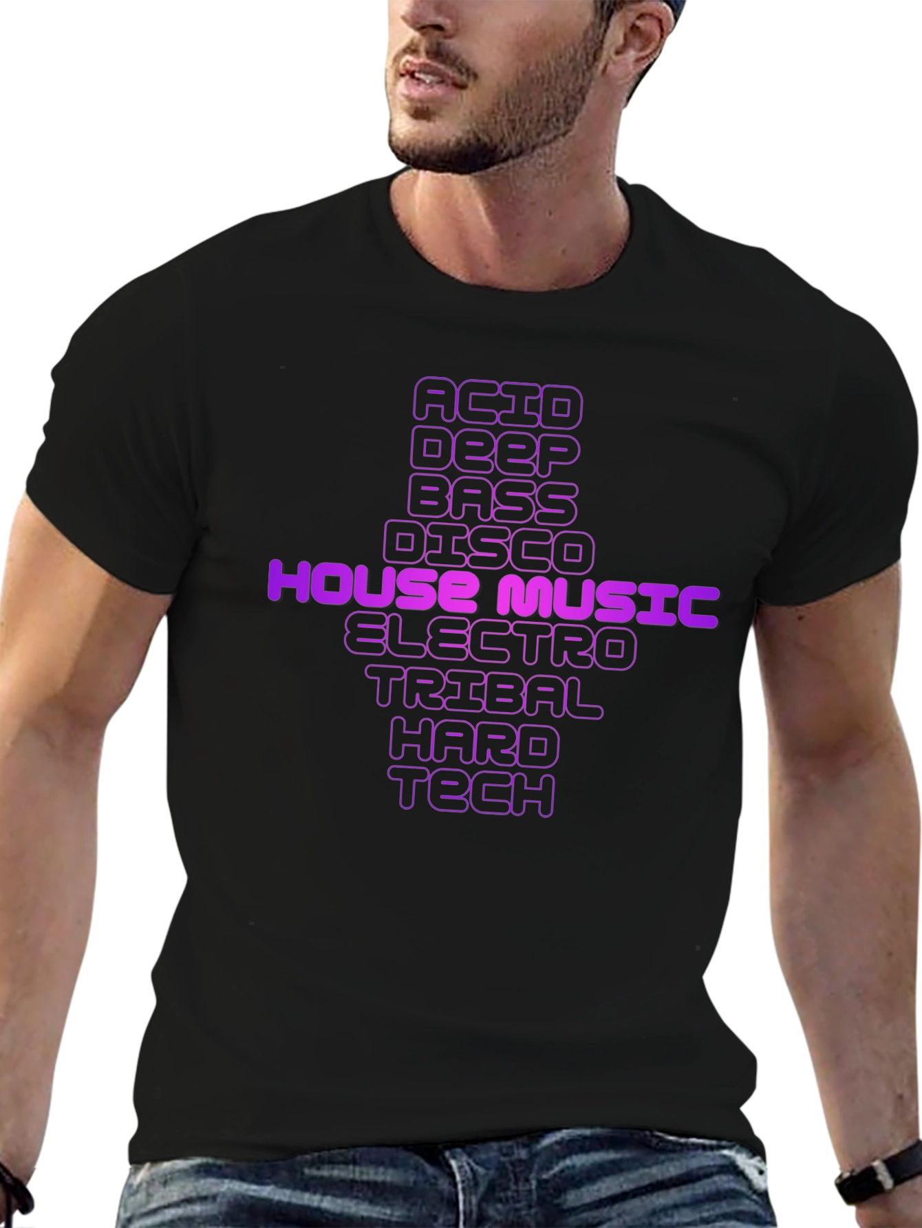 House Music Genre Black T-Shirt