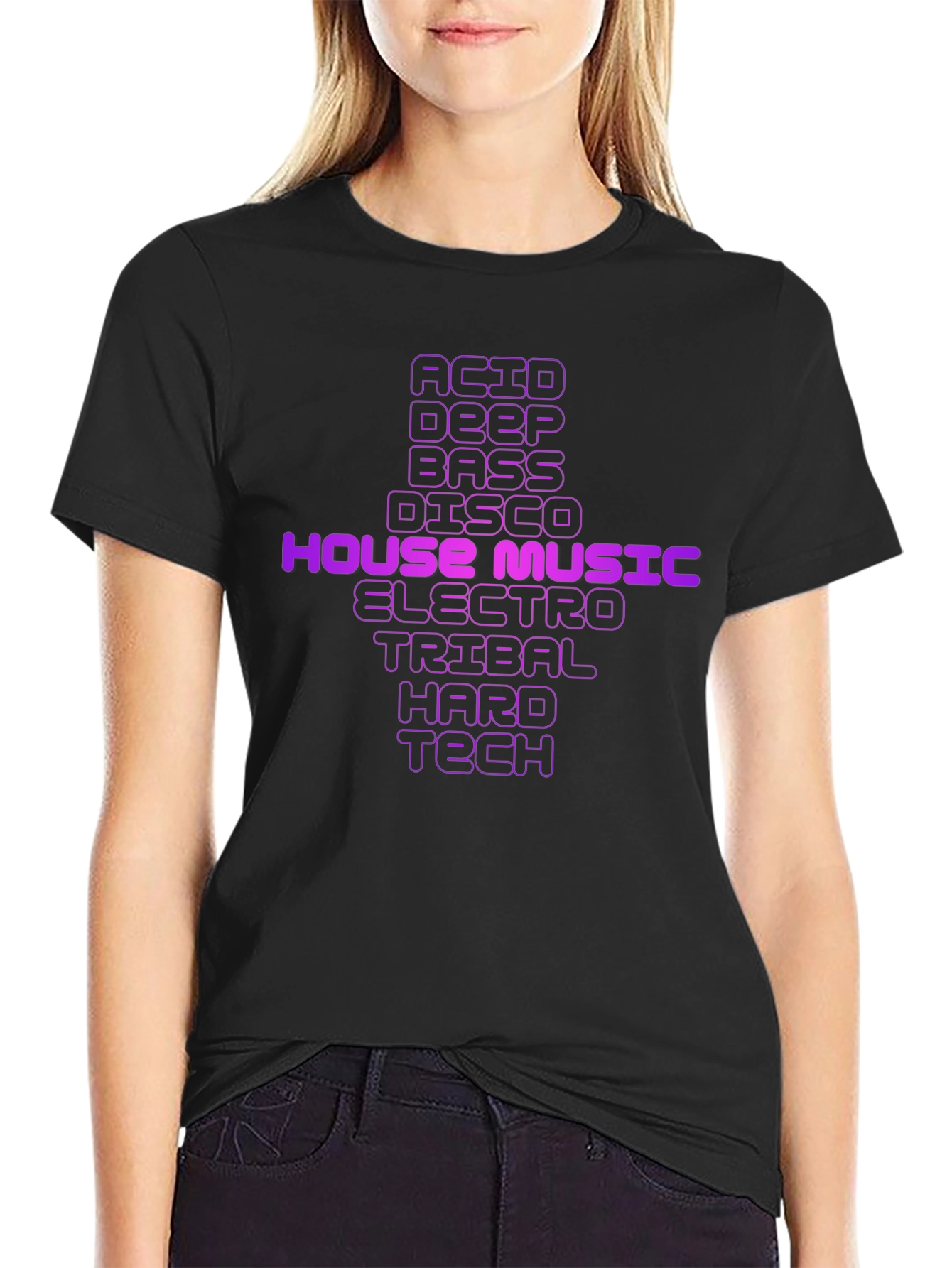 House Music Genre Black T-Shirt