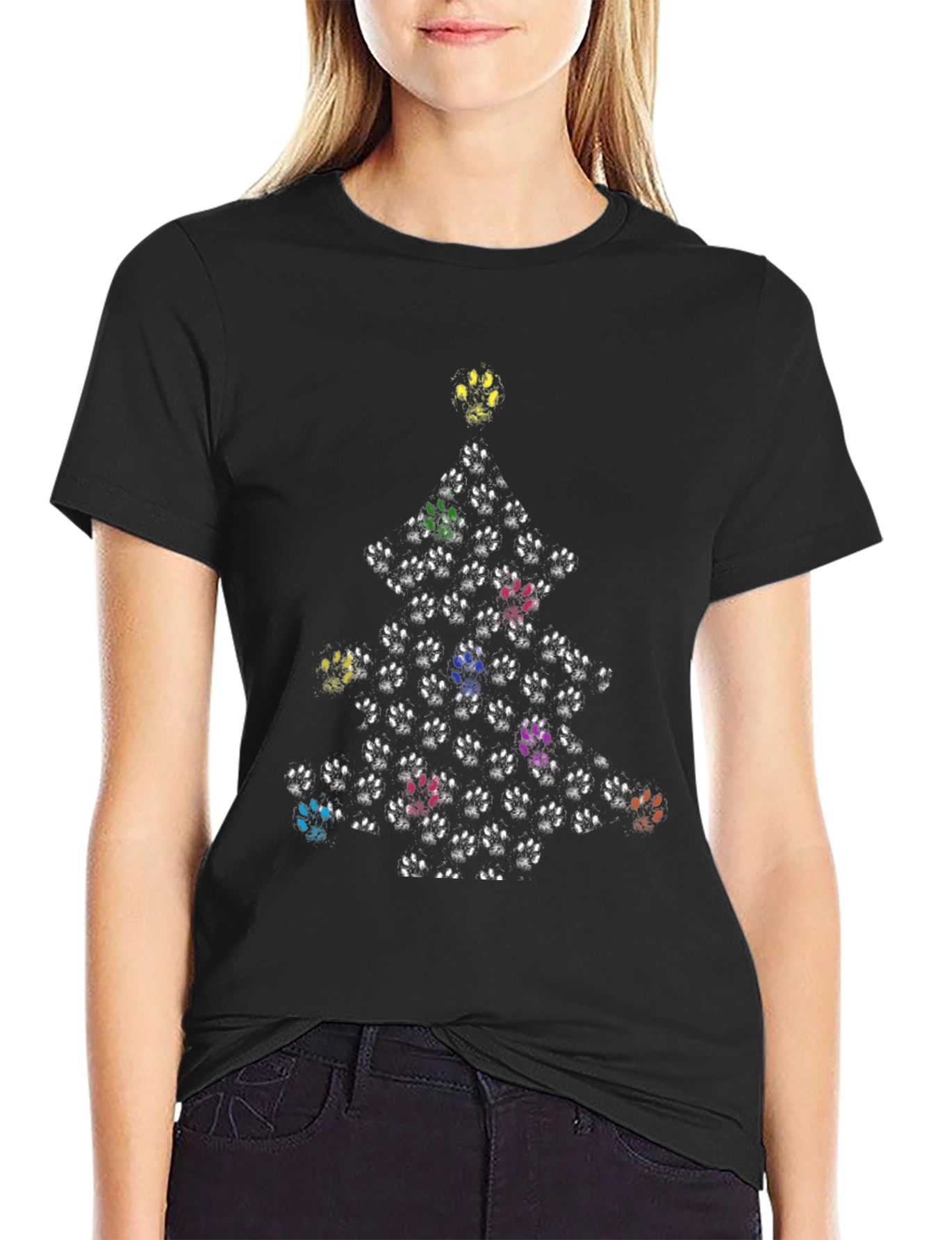 Paw Print Christmas Tree T-Shirt