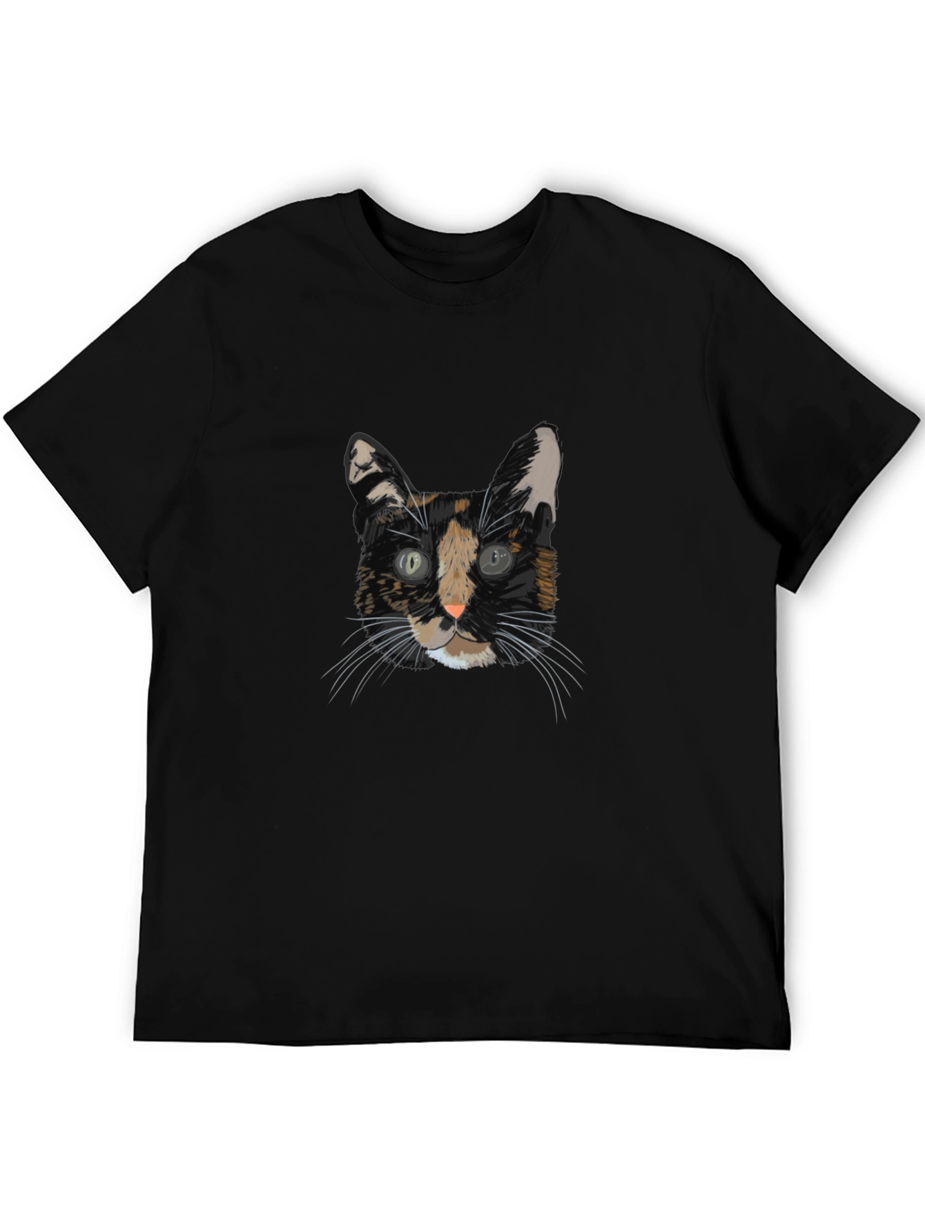 Cool Cat Portrait Graphic T-Shirt - Black