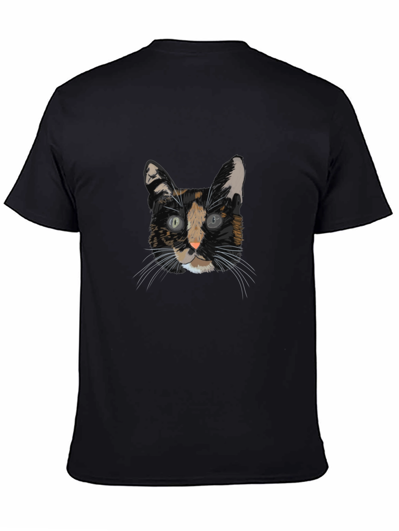 Cool Cat Portrait Graphic T-Shirt - Black