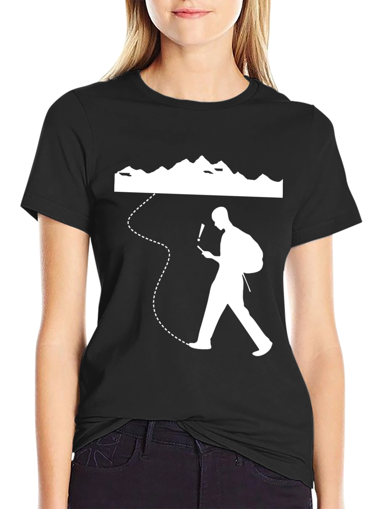 Lost Hiker Graphic Tee - Black Cotton T-Shirt