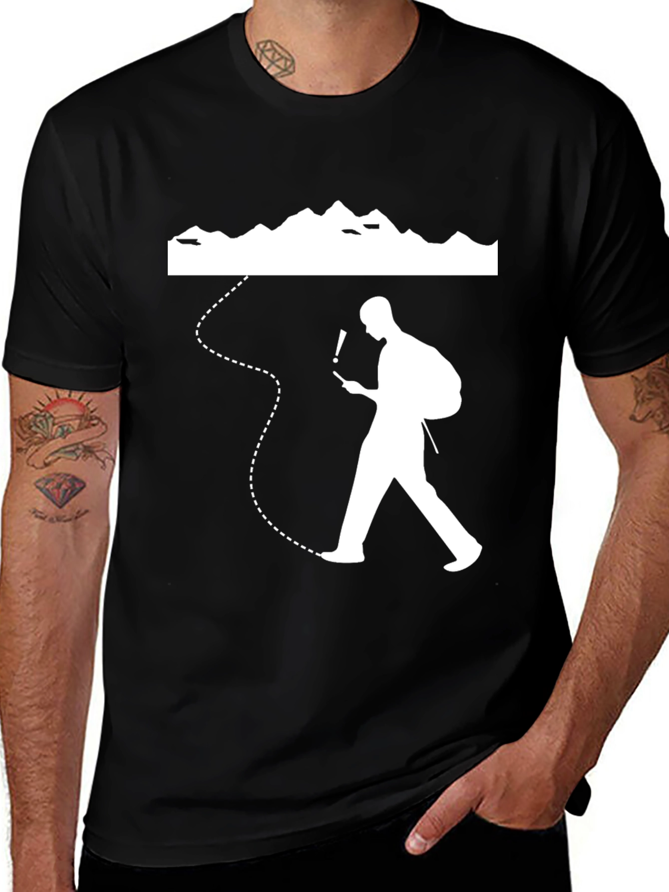 Lost Hiker Graphic Tee - Black Cotton T-Shirt