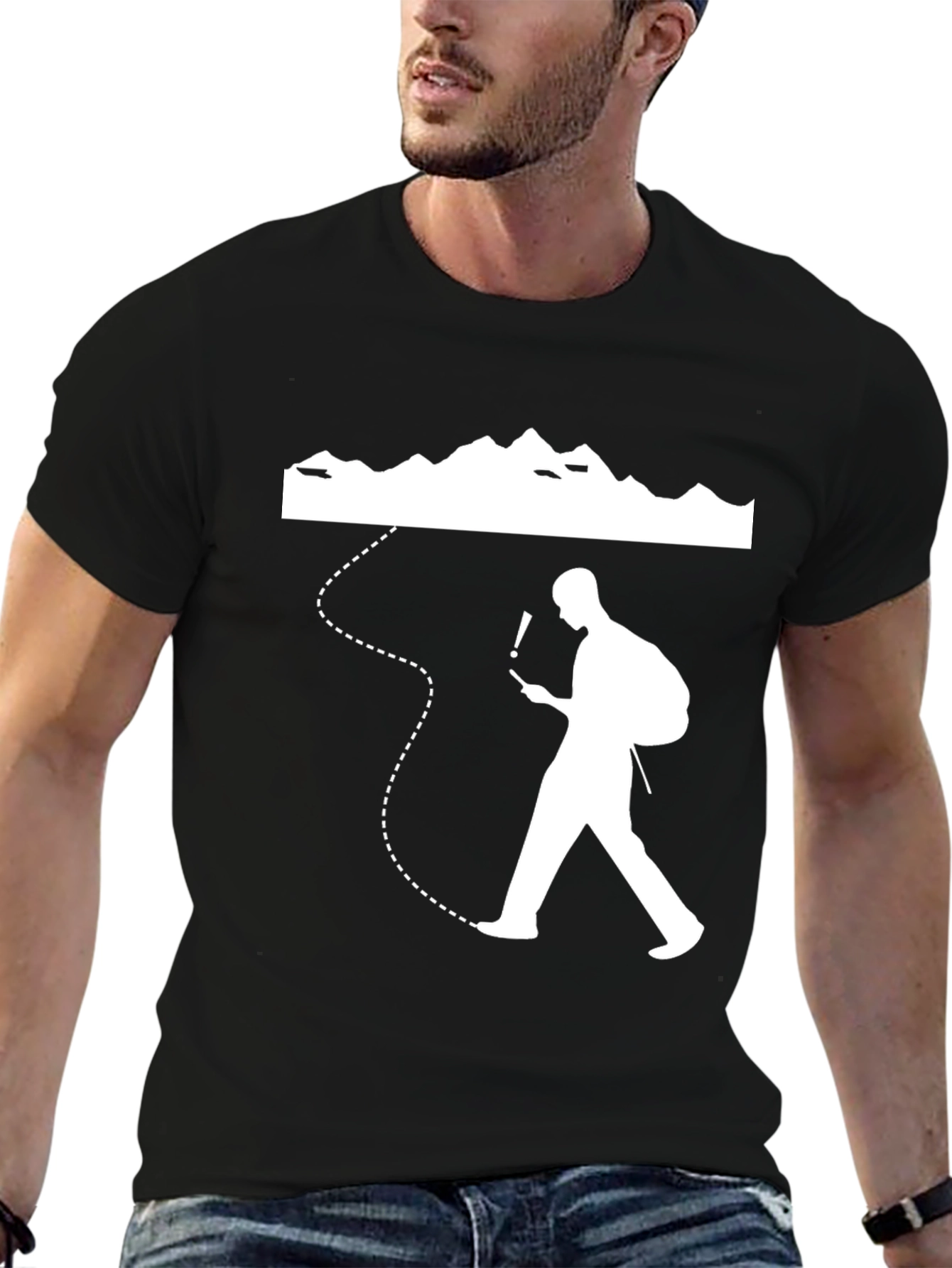 Lost Hiker Graphic Tee - Black Cotton T-Shirt