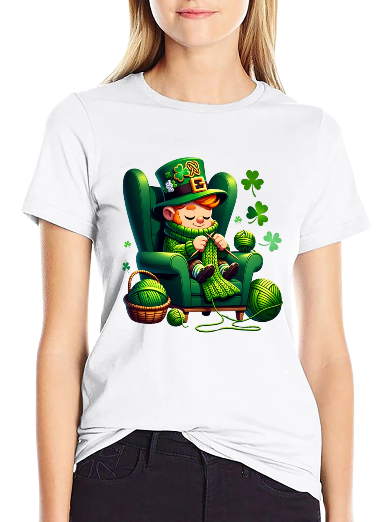 St. Patricks Day Leprechaun Knitting T-Shirt