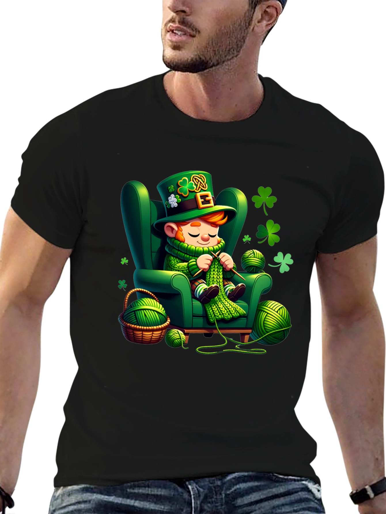 St. Patricks Day Leprechaun Knitting T-Shirt