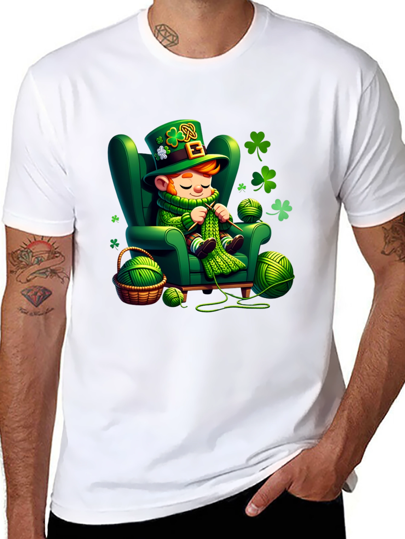 St. Patricks Day Leprechaun Knitting T-Shirt