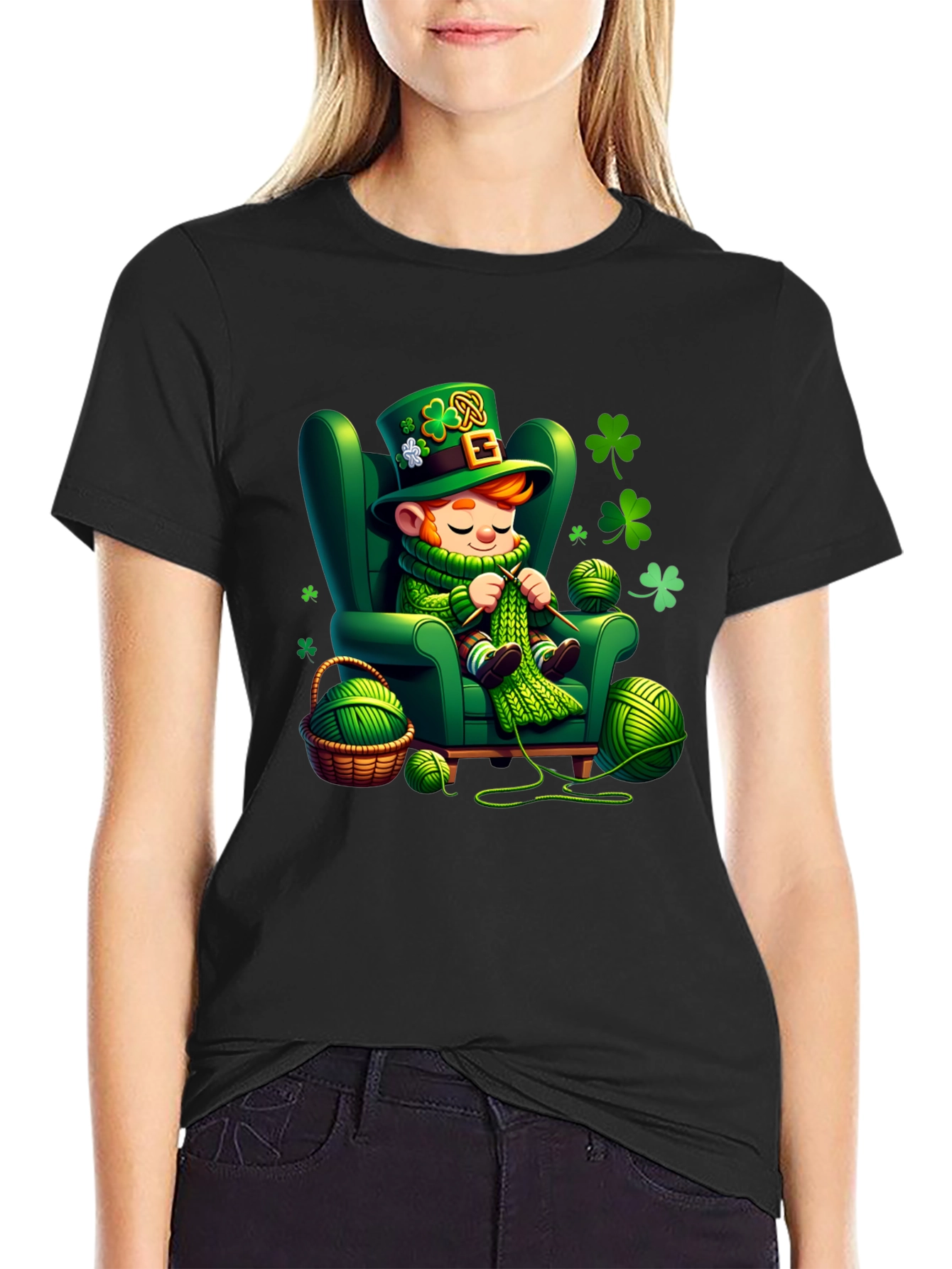 St. Patricks Day Leprechaun Knitting T-Shirt