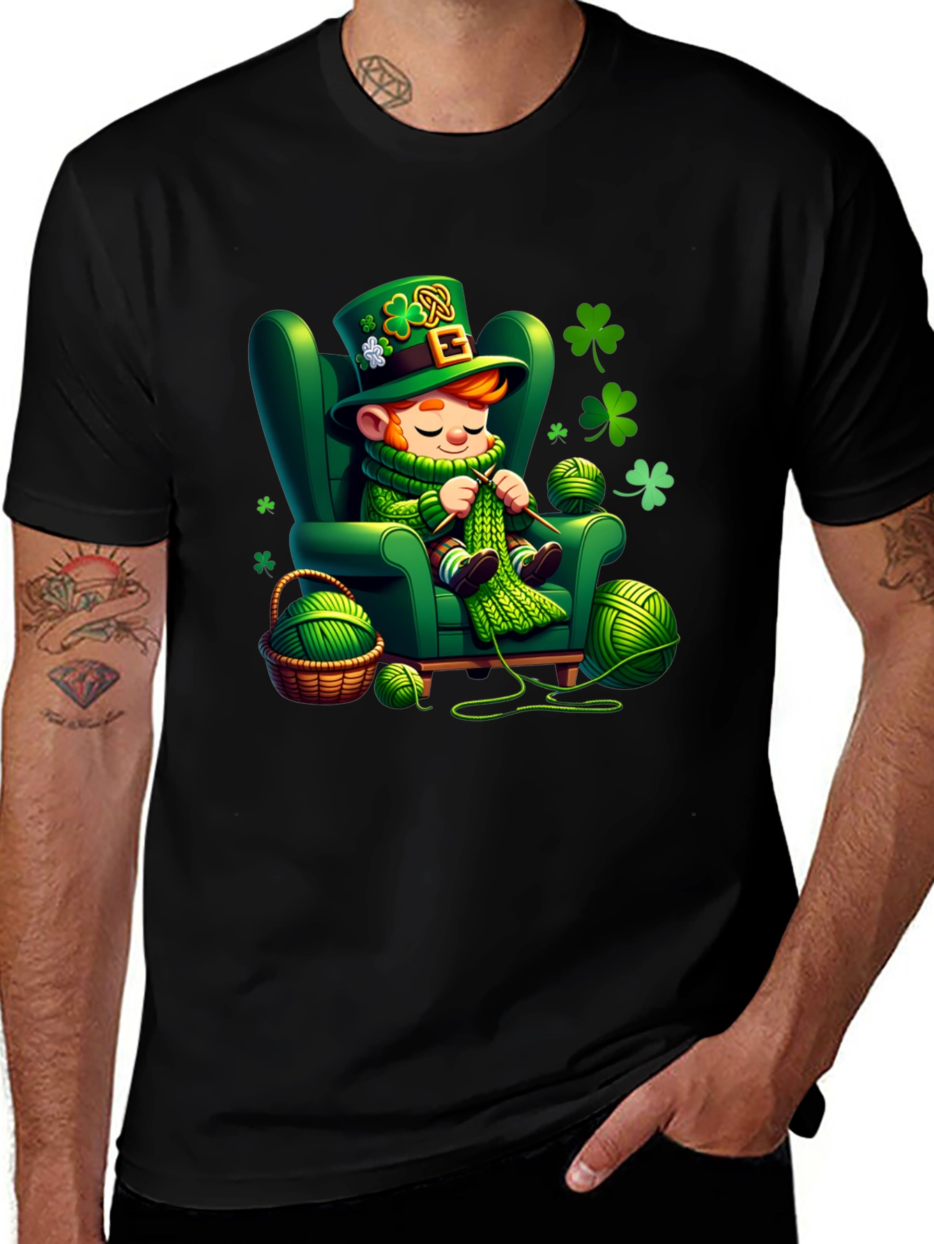St. Patricks Day Leprechaun Knitting T-Shirt
