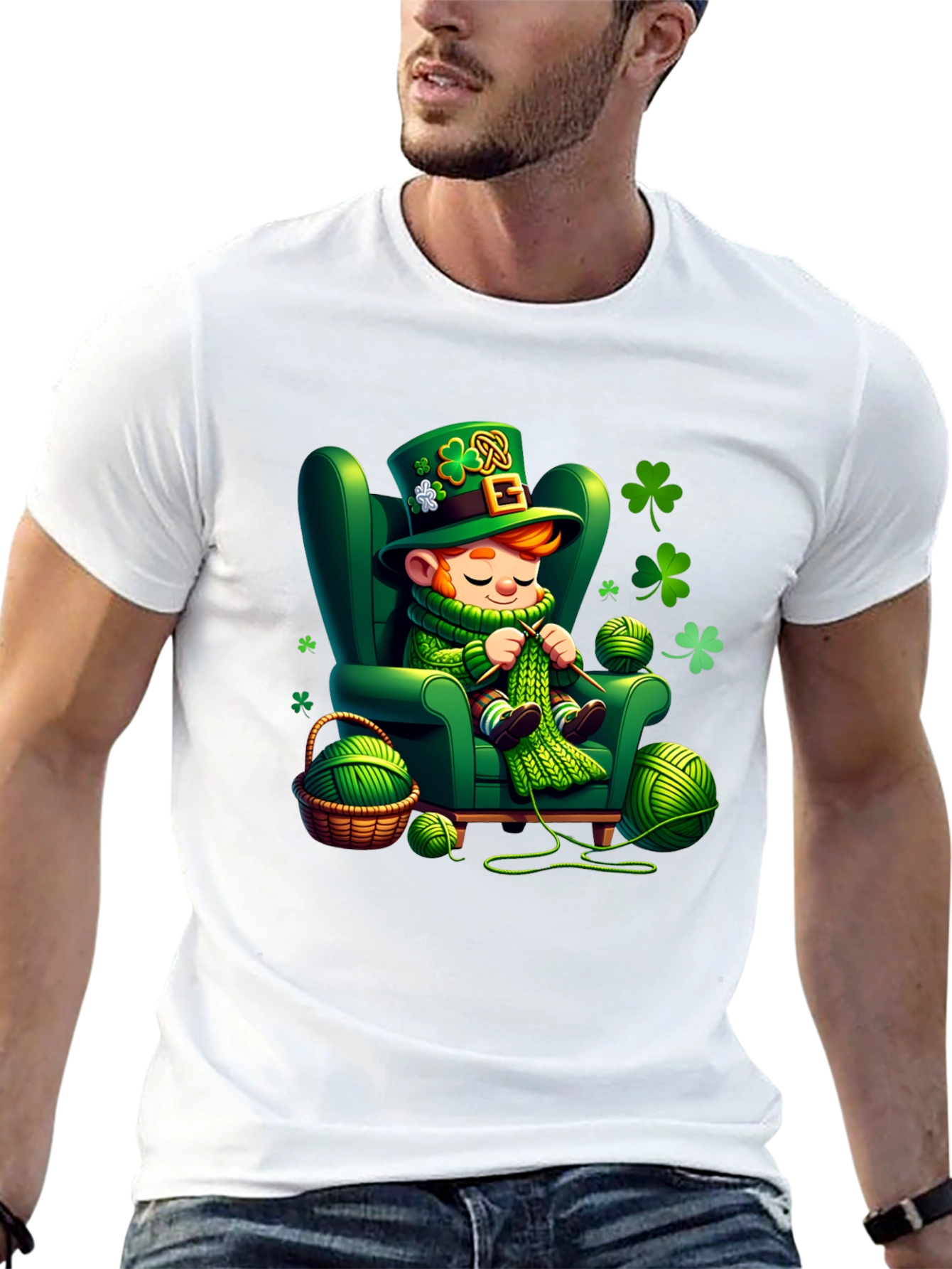 St. Patricks Day Leprechaun Knitting T-Shirt