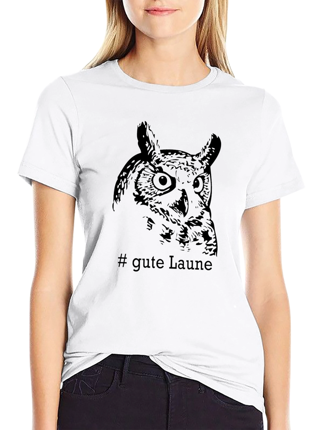 Mens Black Owl Graphic Tee - Gute Laune