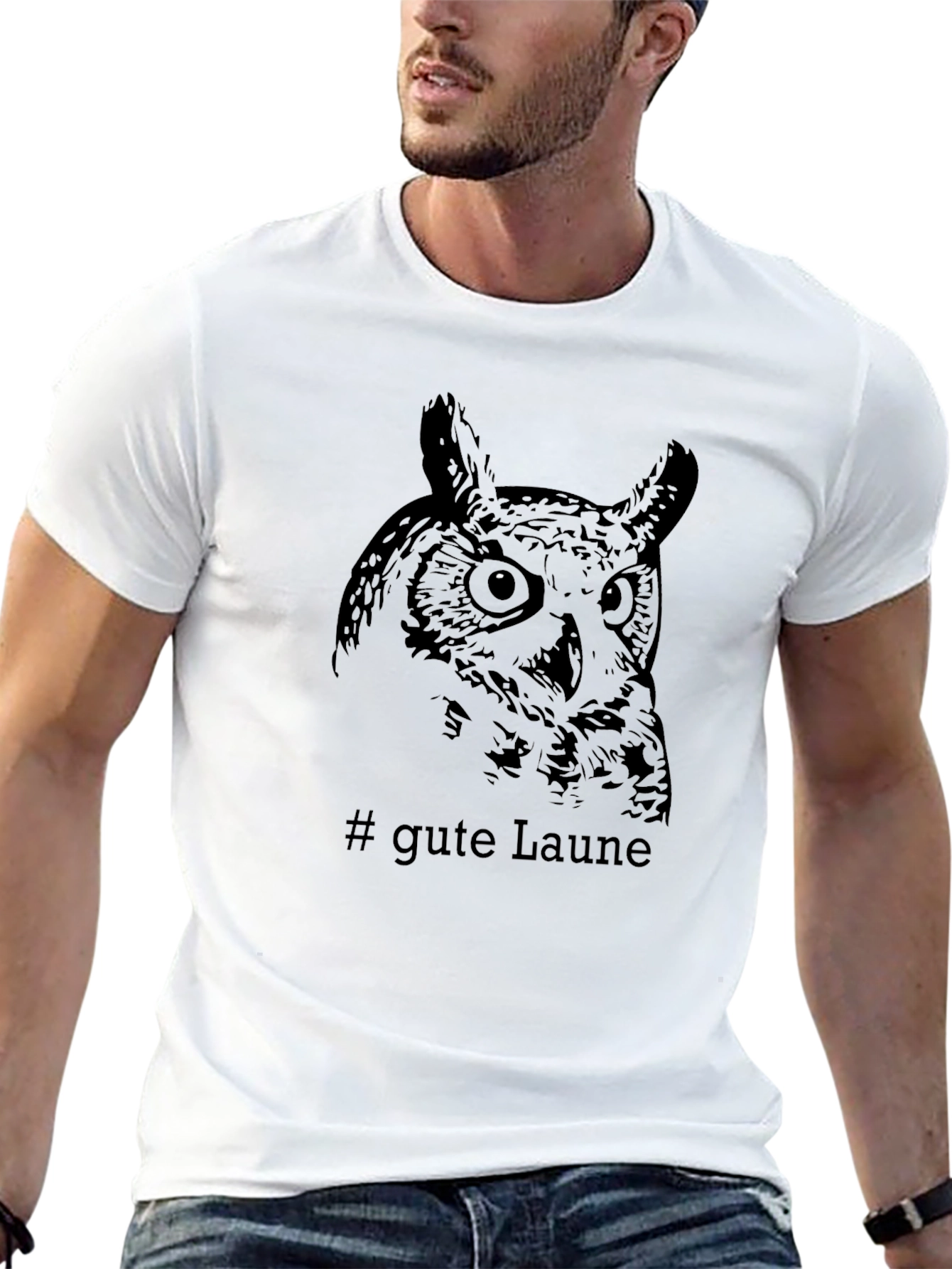 Mens Black Owl Graphic Tee - Gute Laune
