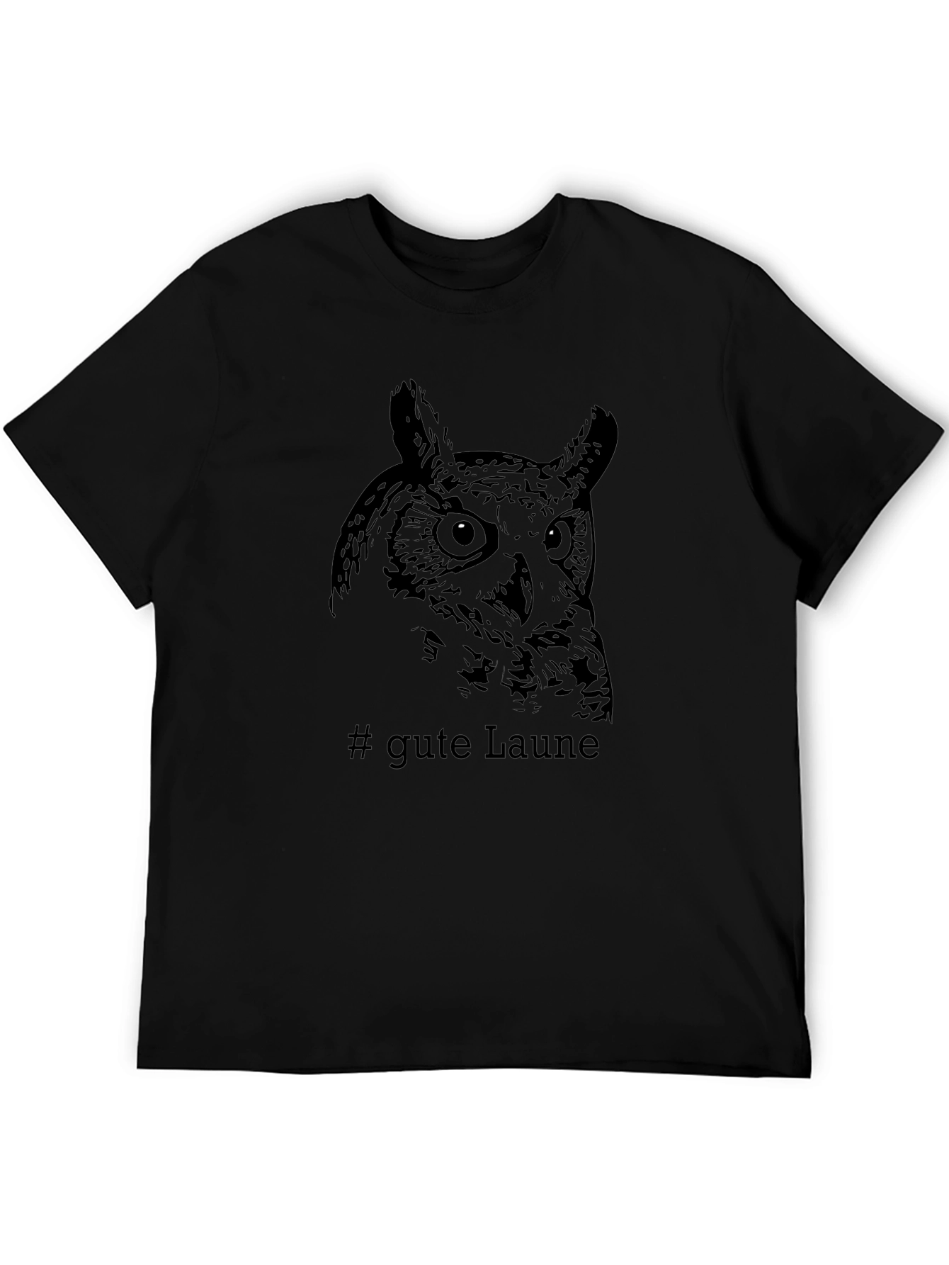 Mens Black Owl Graphic Tee - Gute Laune