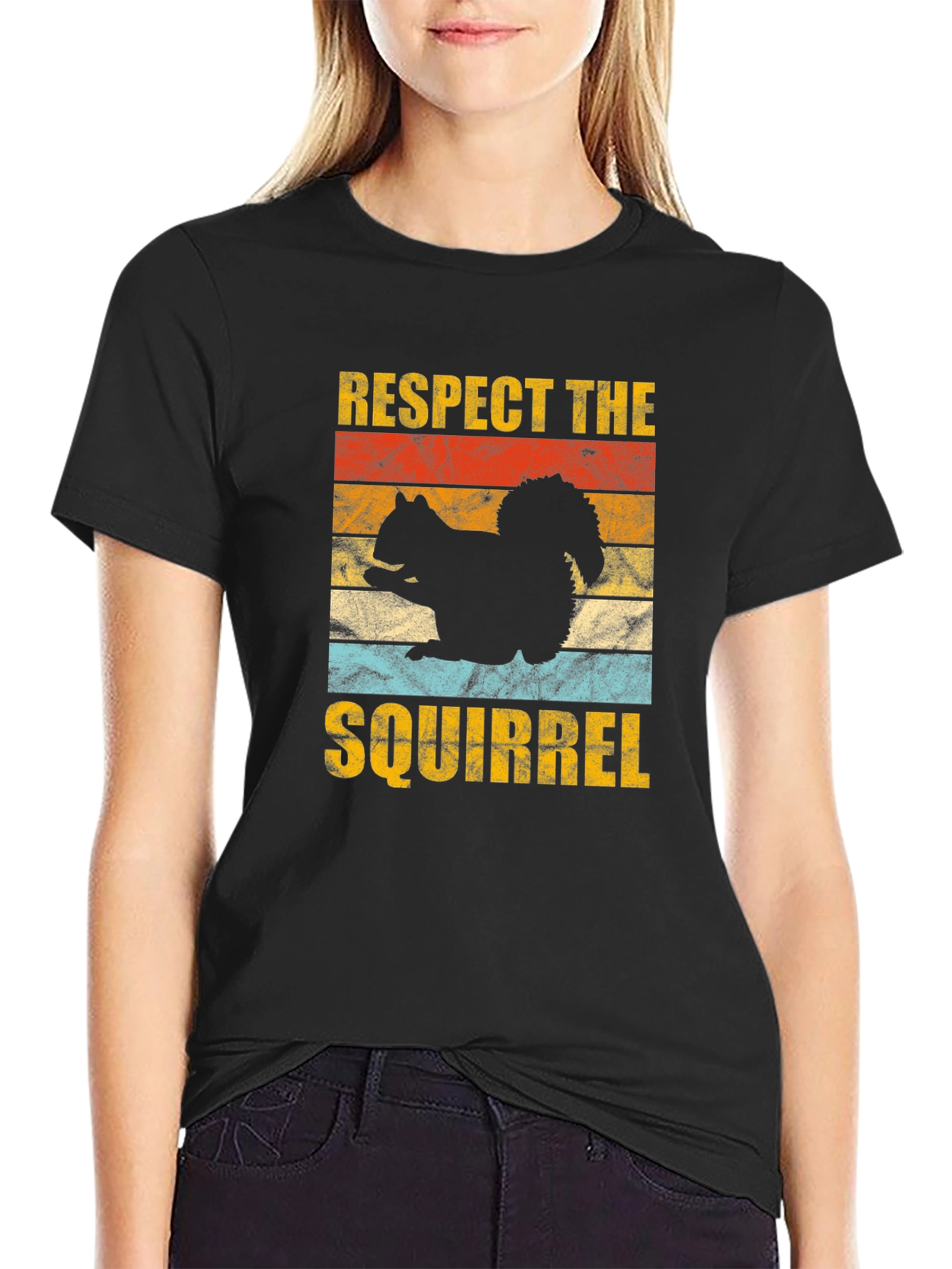 Respect The Squirrel Graphic Tee Retro Style