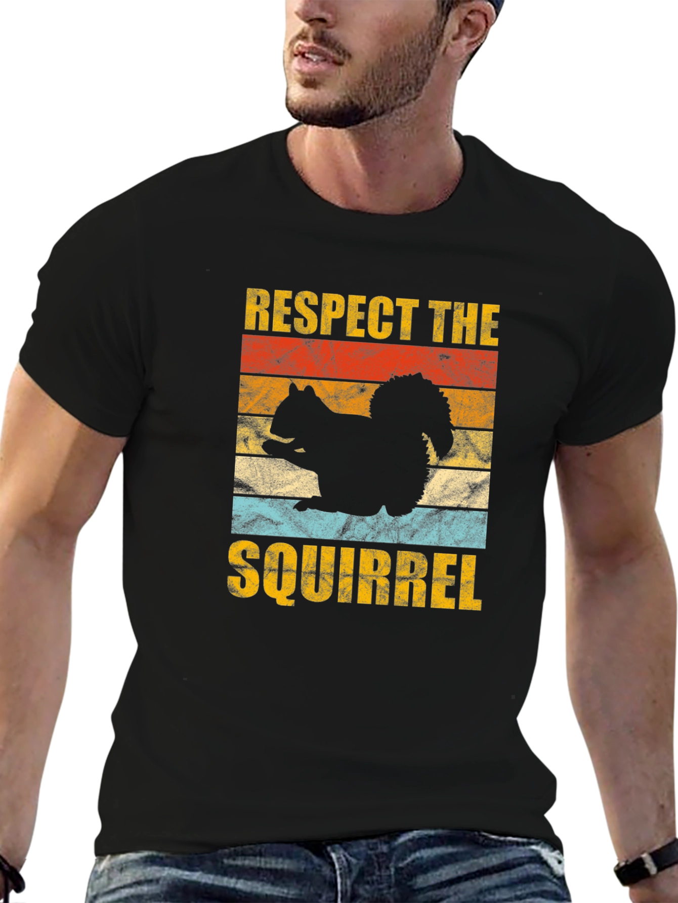 Respect The Squirrel Graphic Tee Retro Style