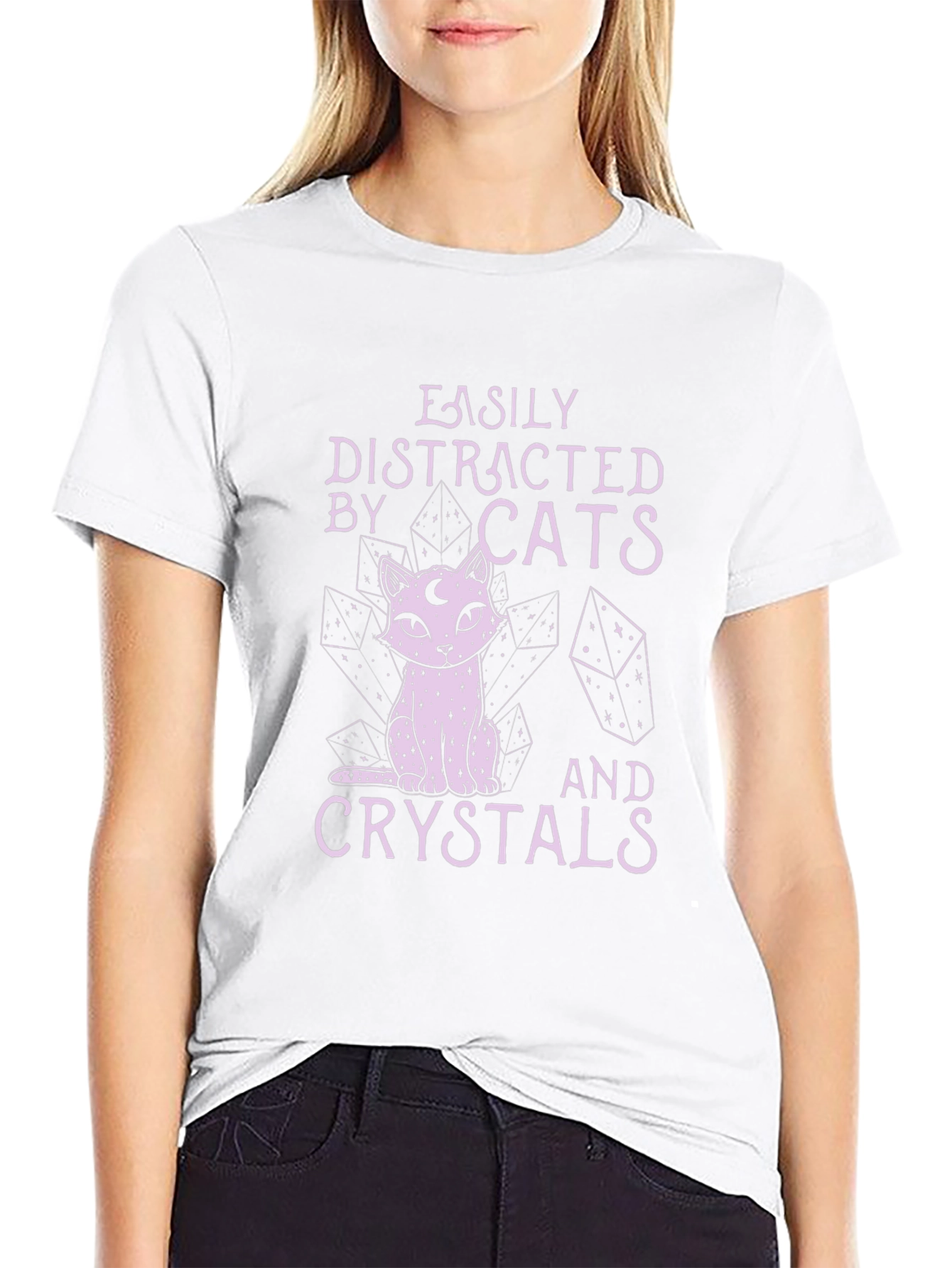 Easily Distracted by Cats and Crystals T-Shirt