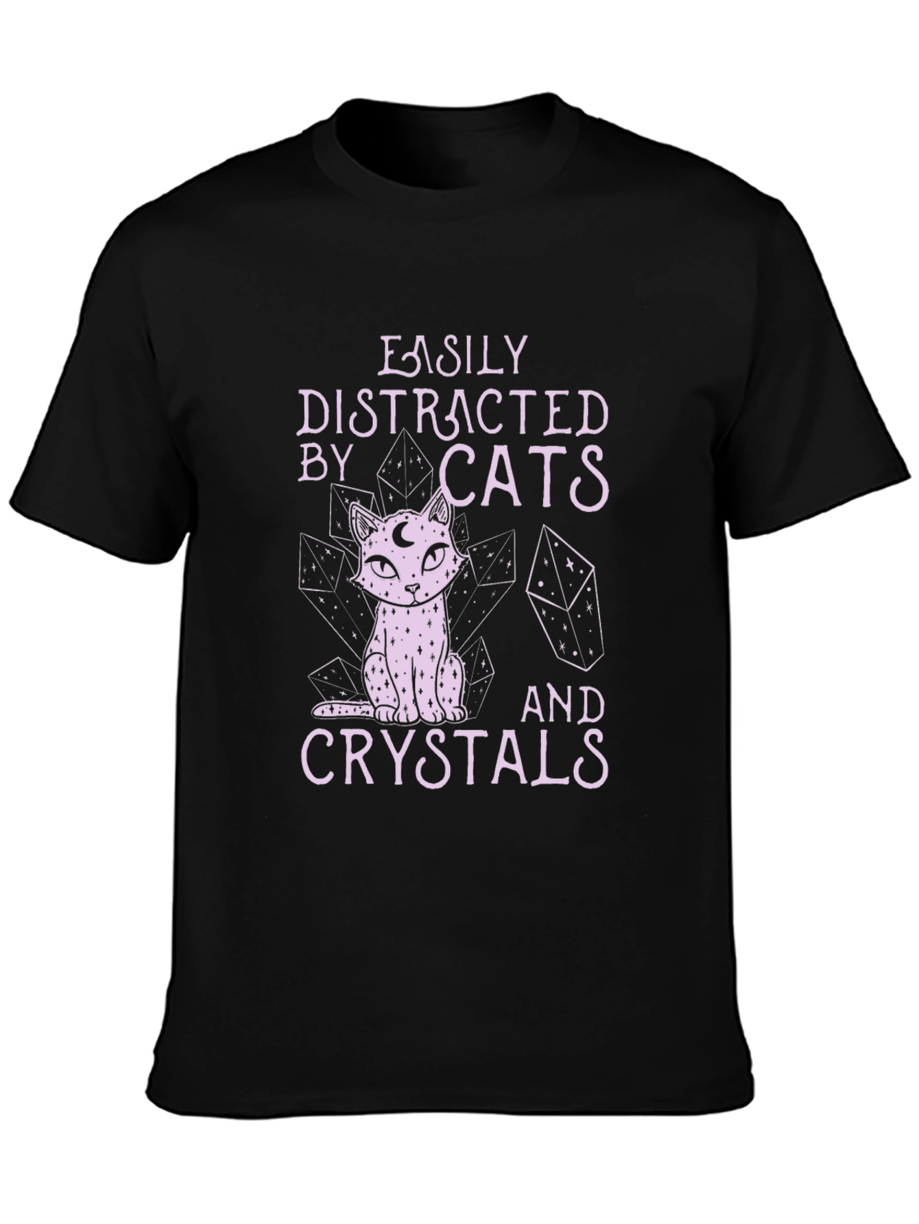 Easily Distracted by Cats and Crystals T-Shirt