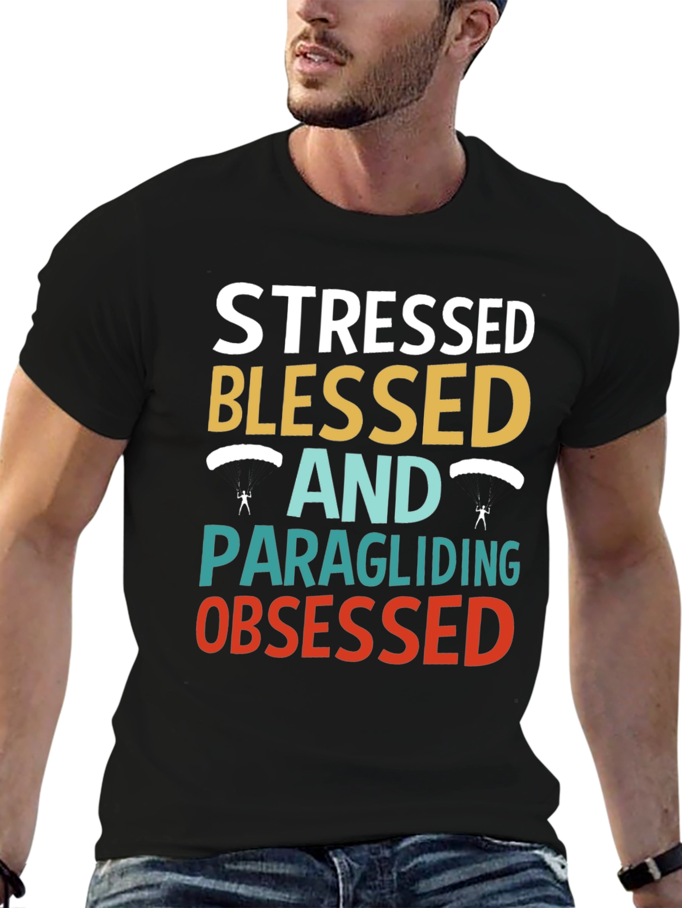 Stressed Blessed & Paragliding Obsessed T-Shirt