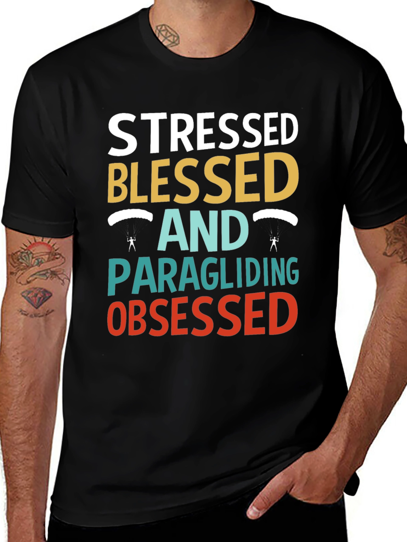 Stressed Blessed & Paragliding Obsessed T-Shirt