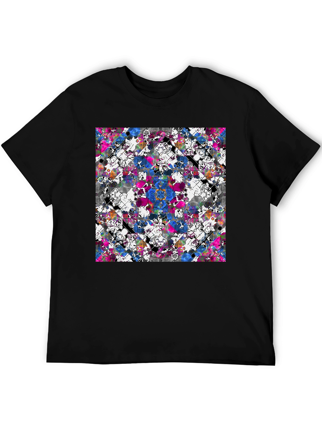 Abstract Floral Print Black T-Shirt