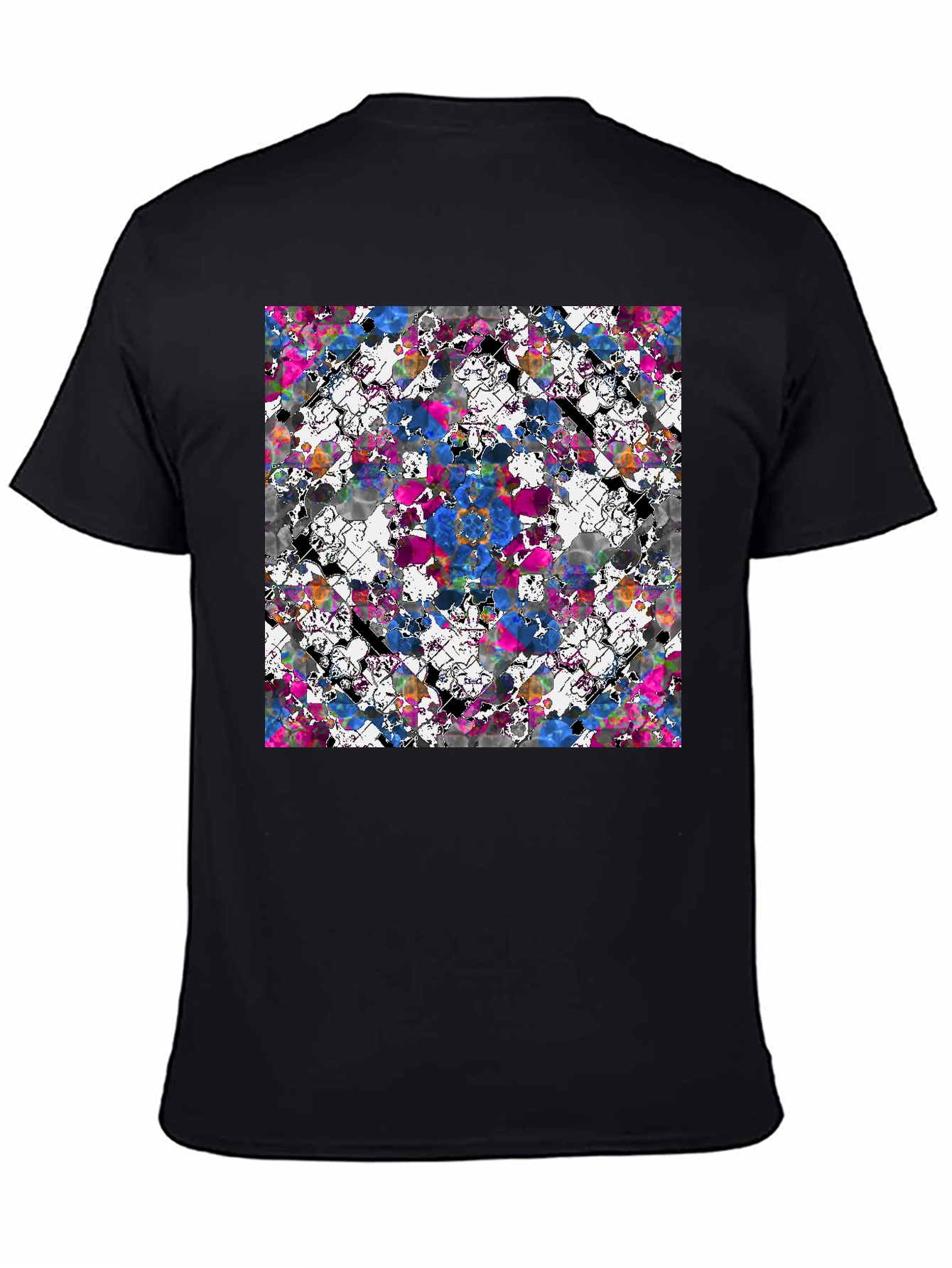 Abstract Floral Print Black T-Shirt