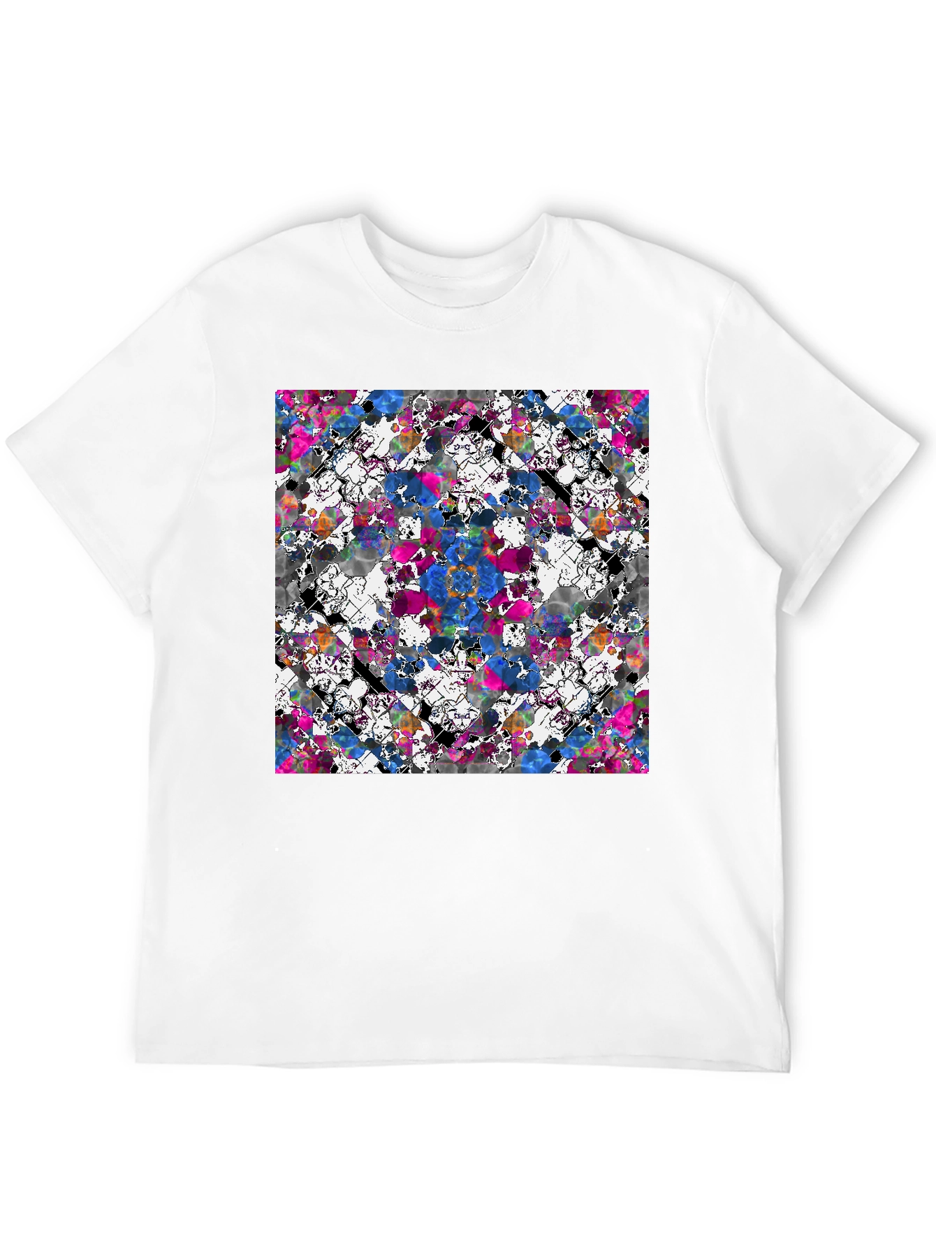 Abstract Floral Print Black T-Shirt