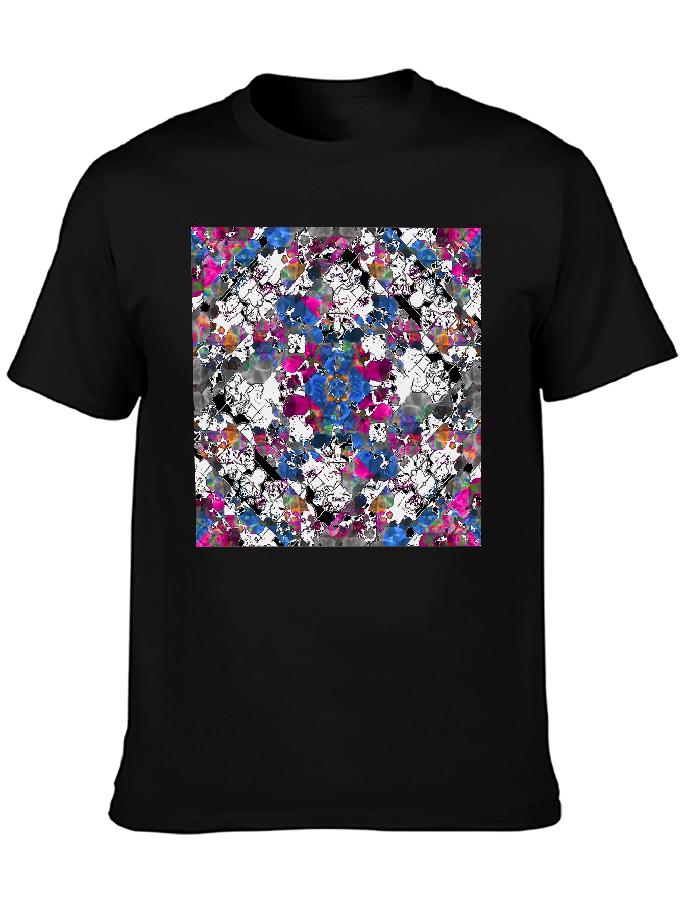 Abstract Floral Print Black T-Shirt