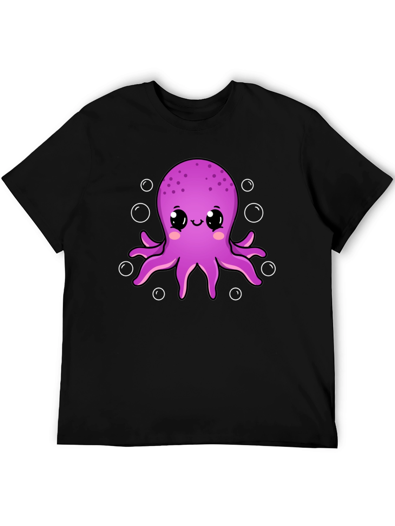 Cute Octopus Graphic Tee - Black Cotton Shirt