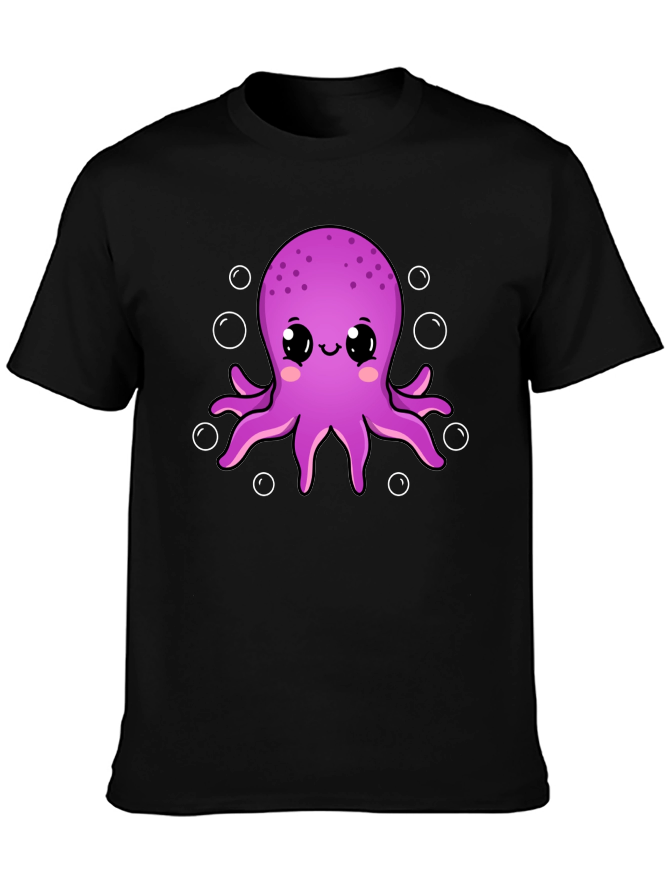 Cute Octopus Graphic Tee - Black Cotton Shirt