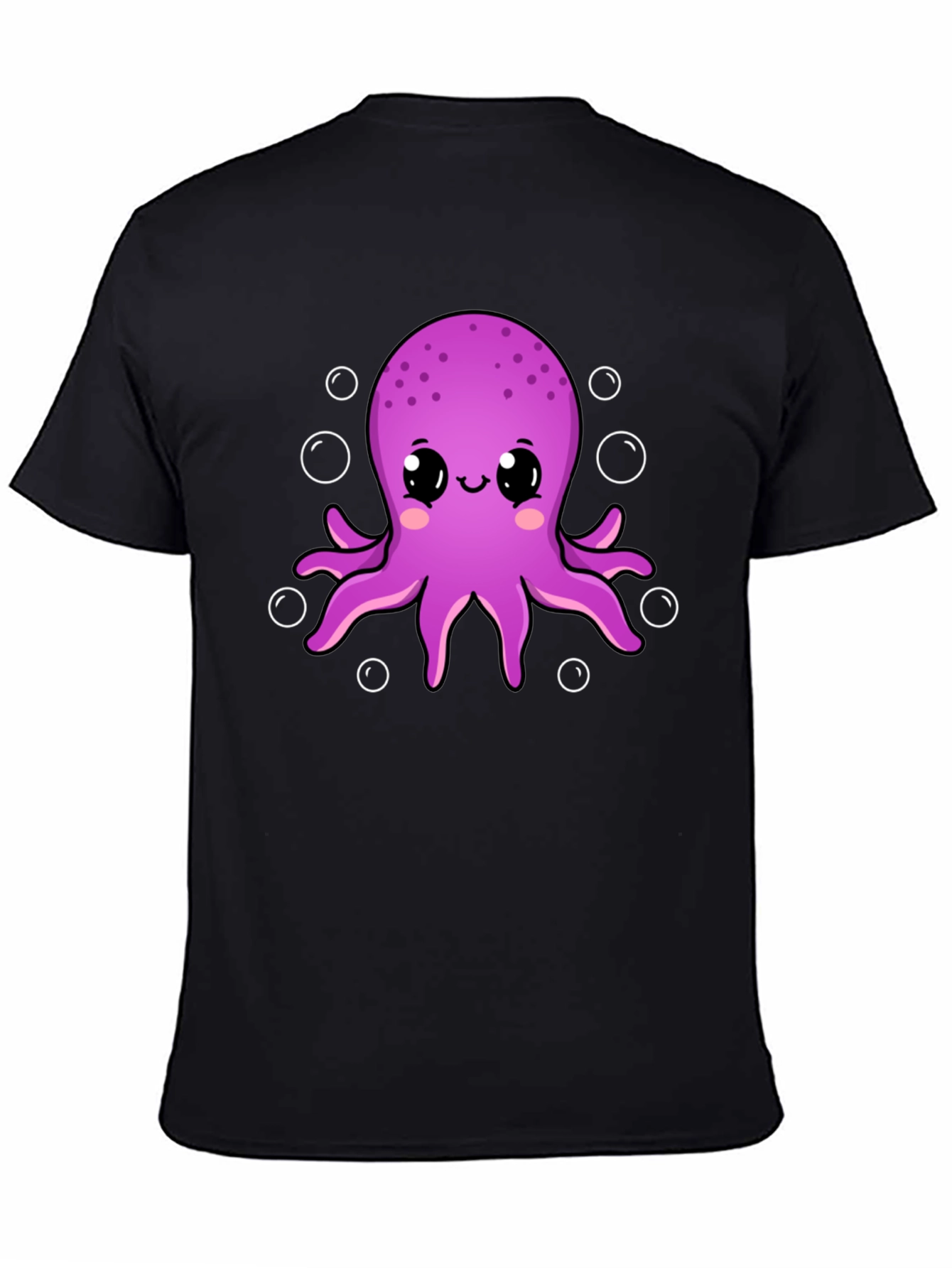Cute Octopus Graphic Tee - Black Cotton Shirt