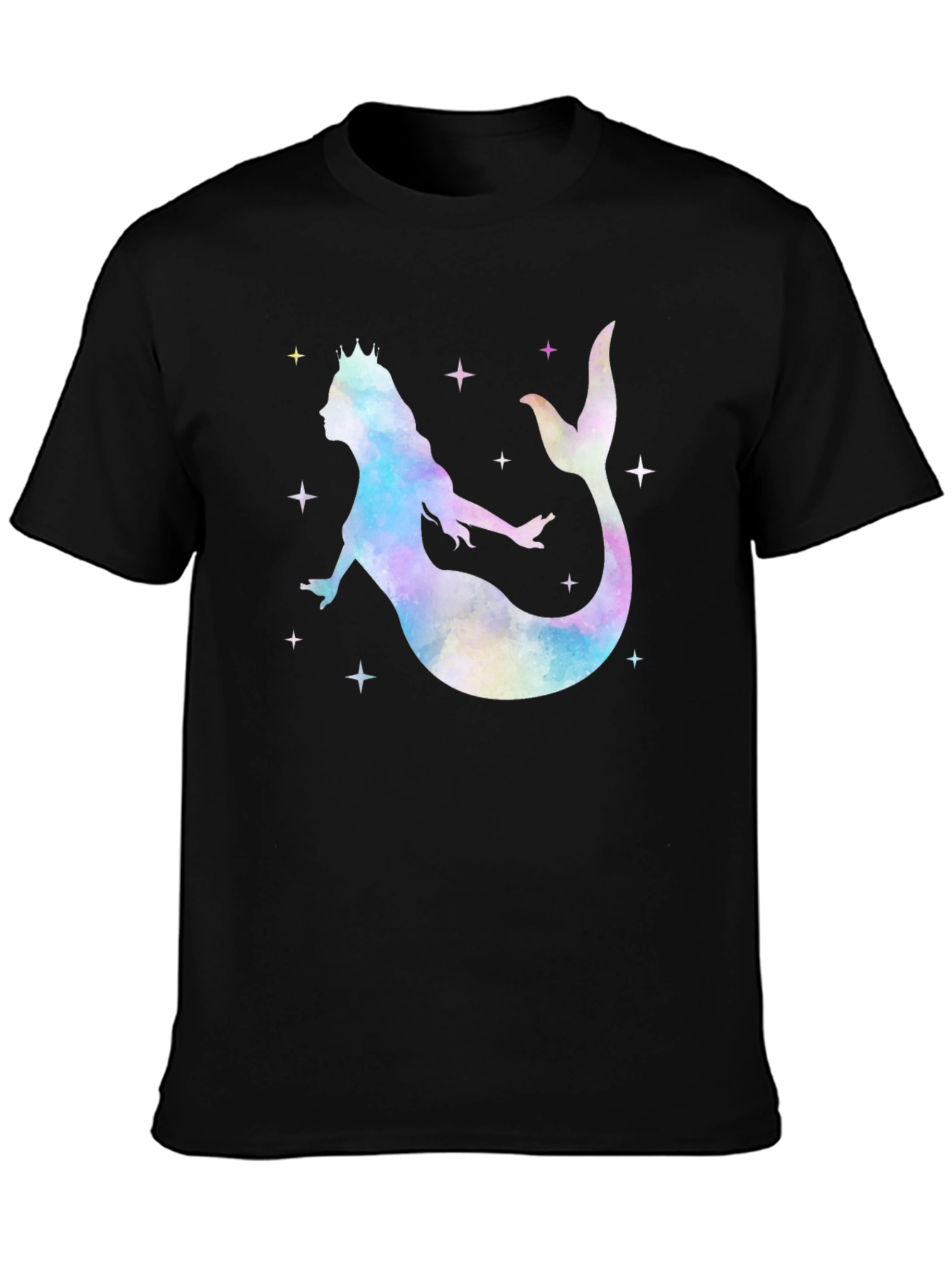 Mermaid Queen Graphic T-Shirt - Black