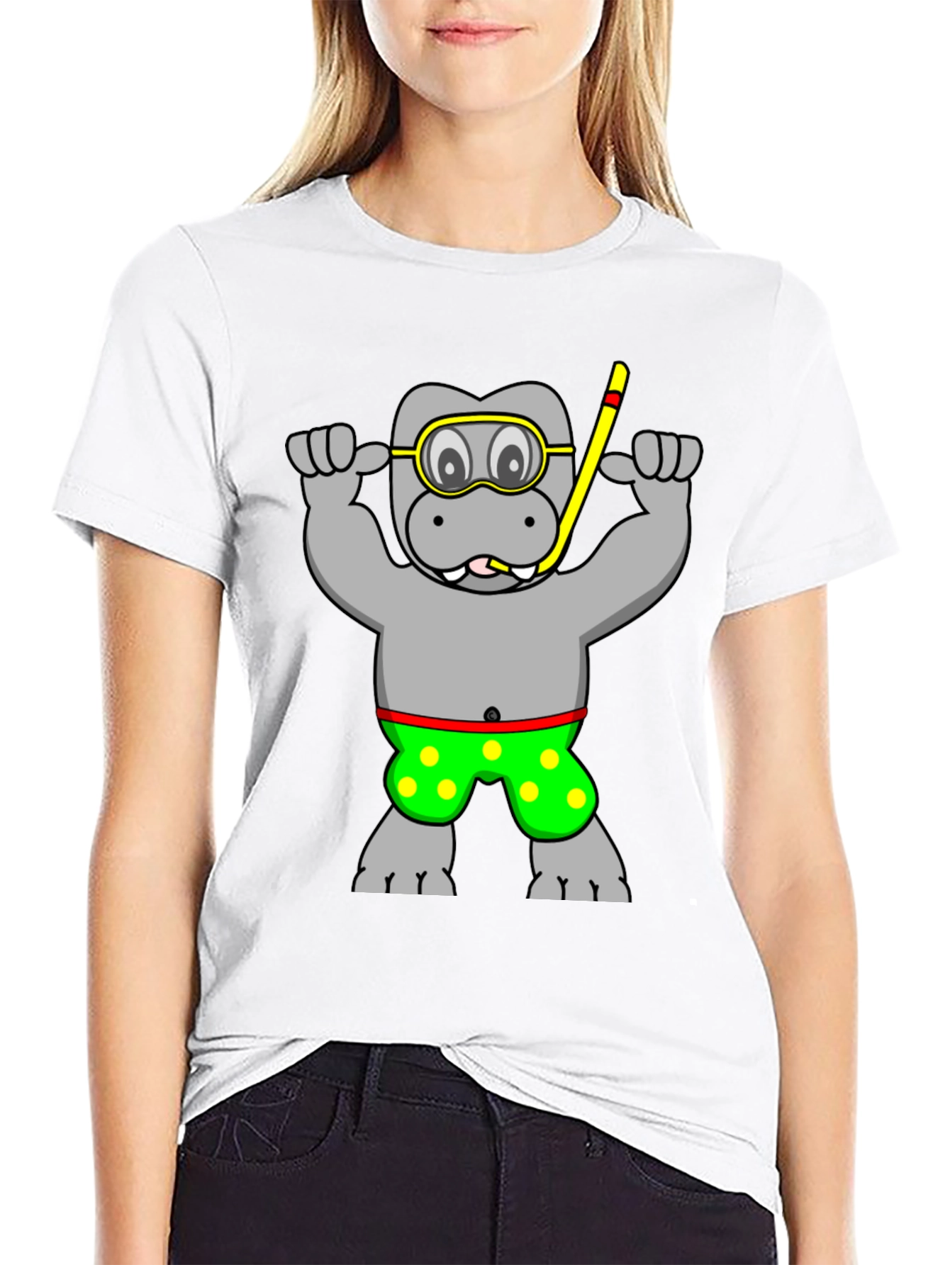 Hippo Diver T-Shirt - Funny Graphic Tee