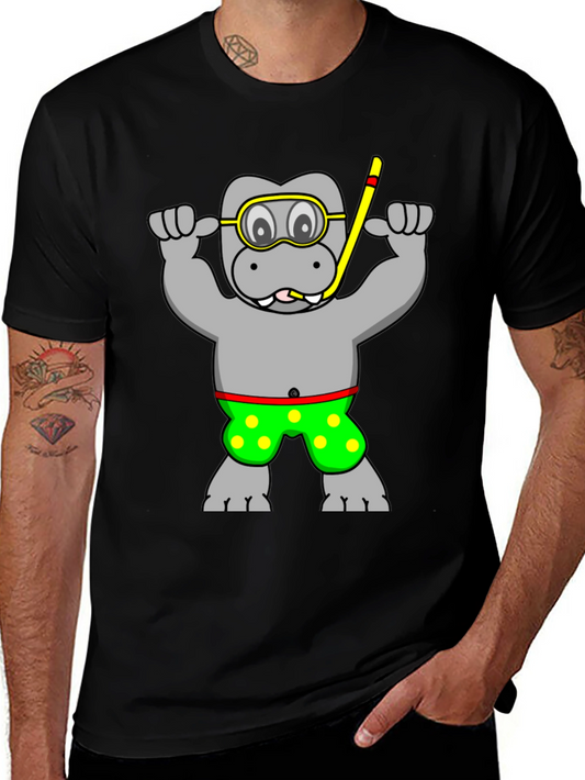 Hippo Diver T-Shirt - Funny Graphic Tee
