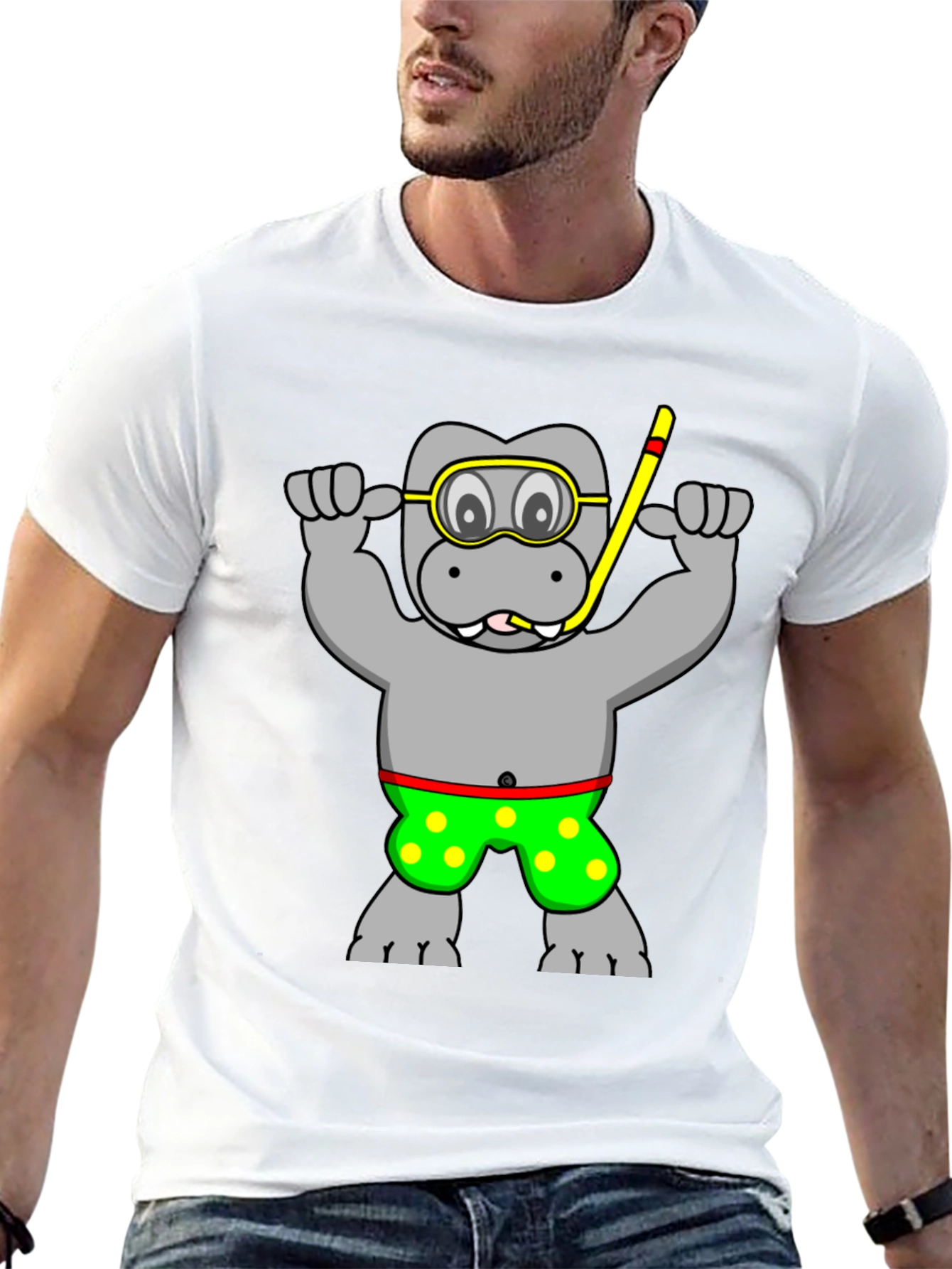Hippo Diver T-Shirt - Funny Graphic Tee