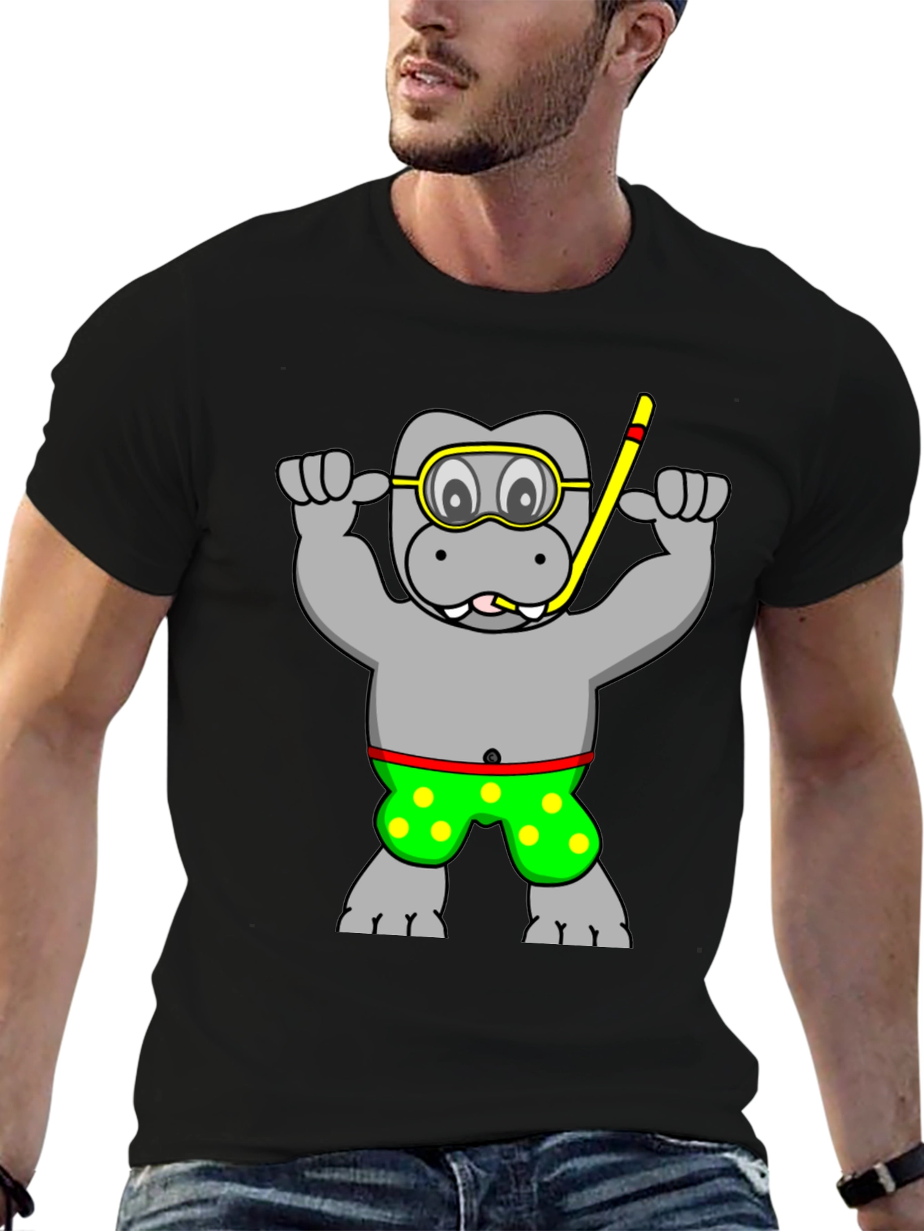 Hippo Diver T-Shirt - Funny Graphic Tee