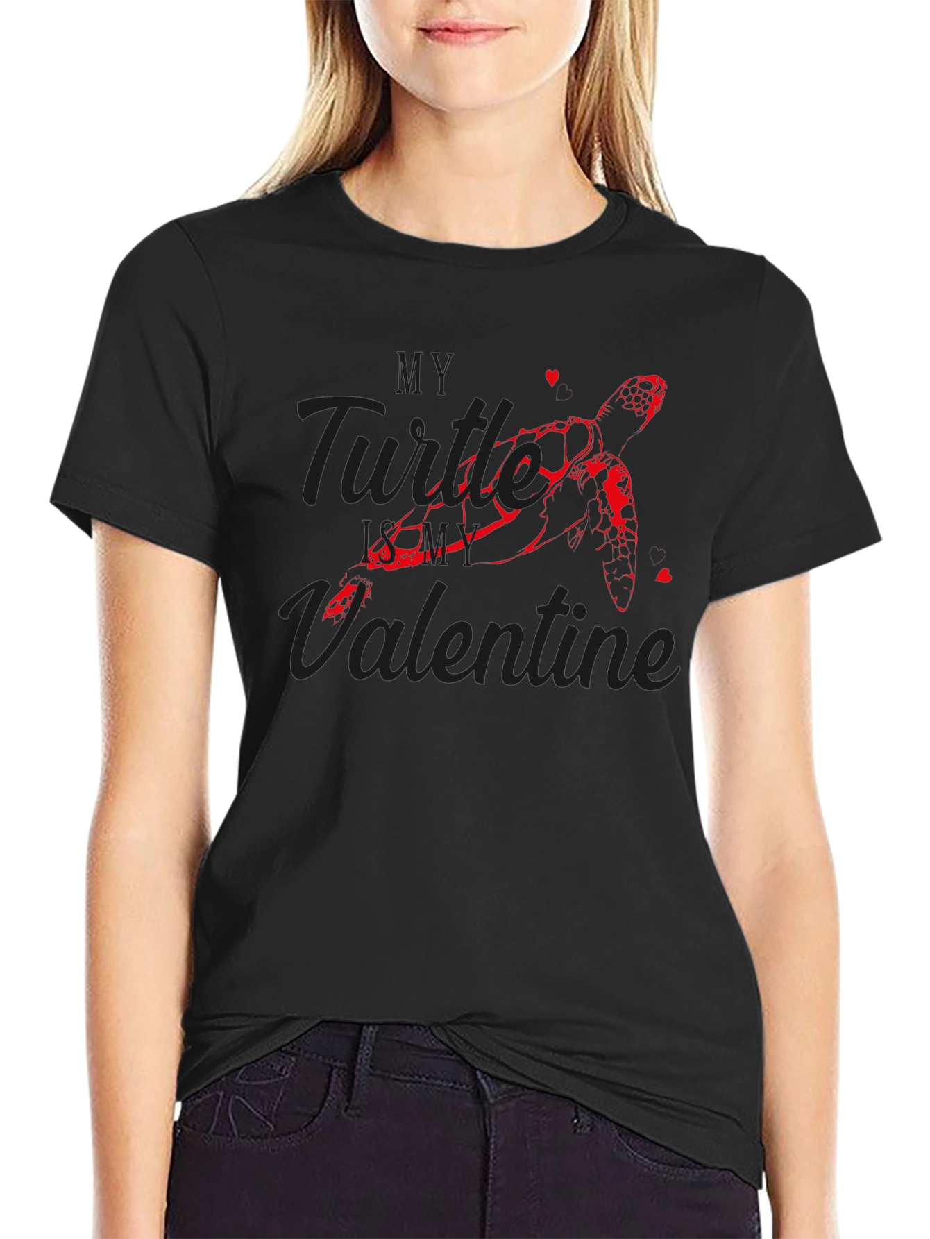 Turtle Valentine Black T-Shirt