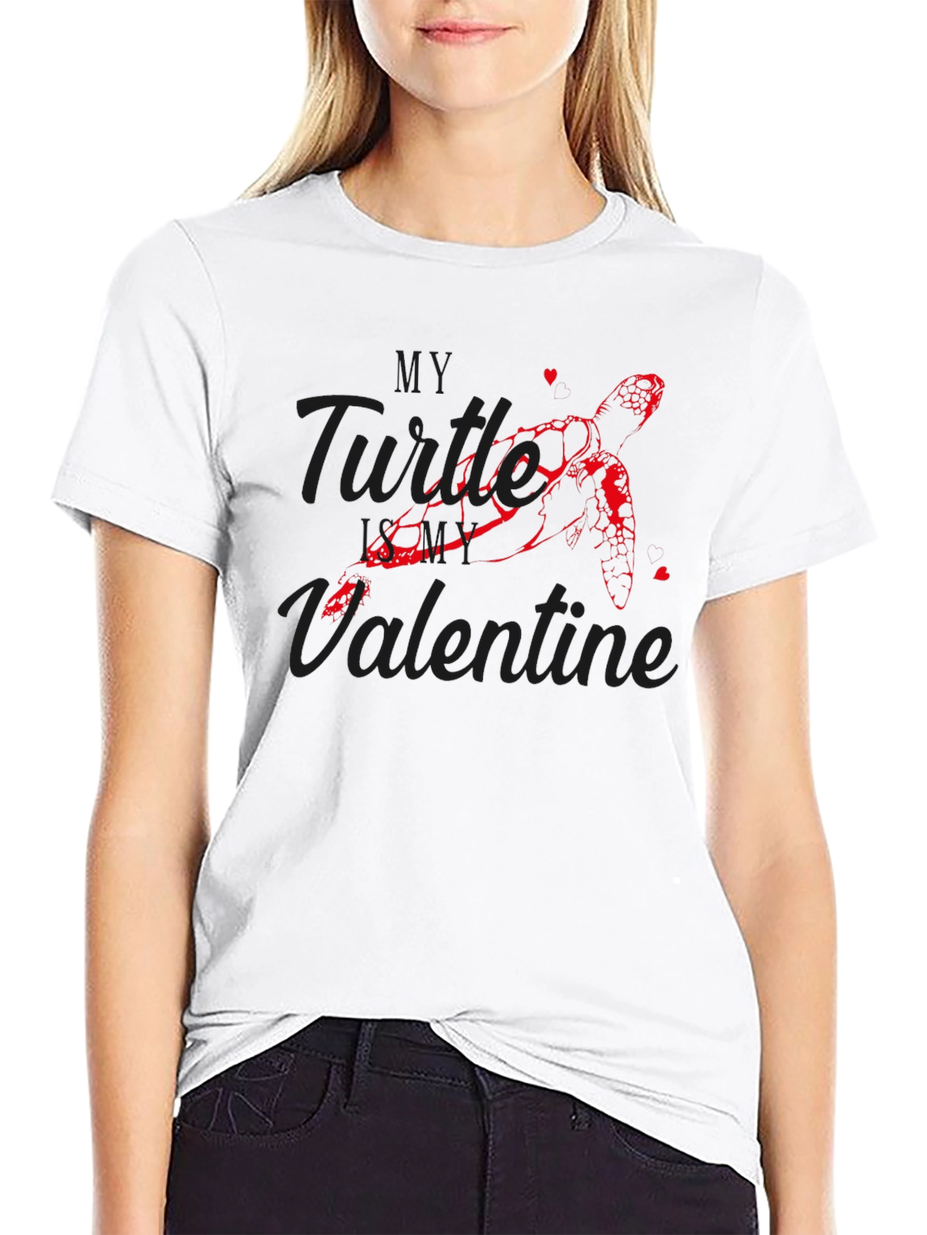 Turtle Valentine Black T-Shirt