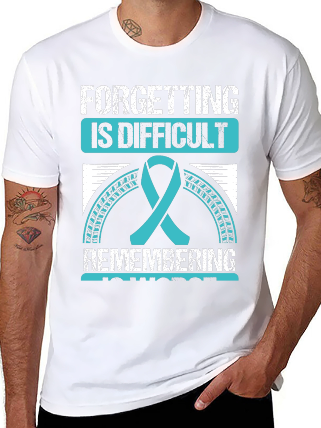 Difficult Forgetting Awareness Ribbon Graphic Tee