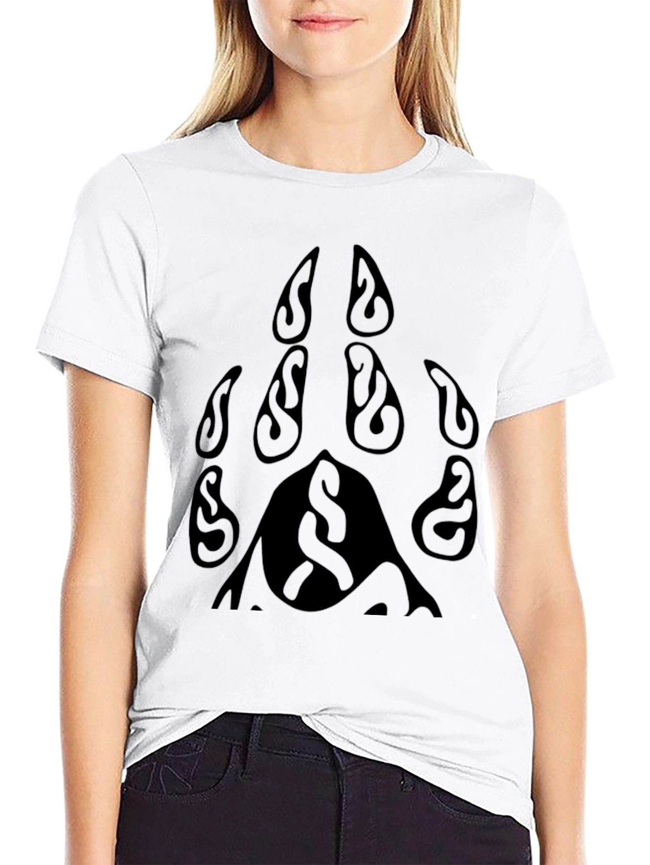 Black T-Shirt with Tribal Bear Paw Print