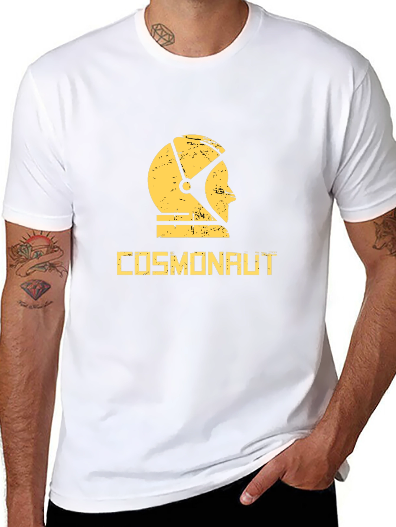 Cosmonaut Graphic Print Black T-Shirt