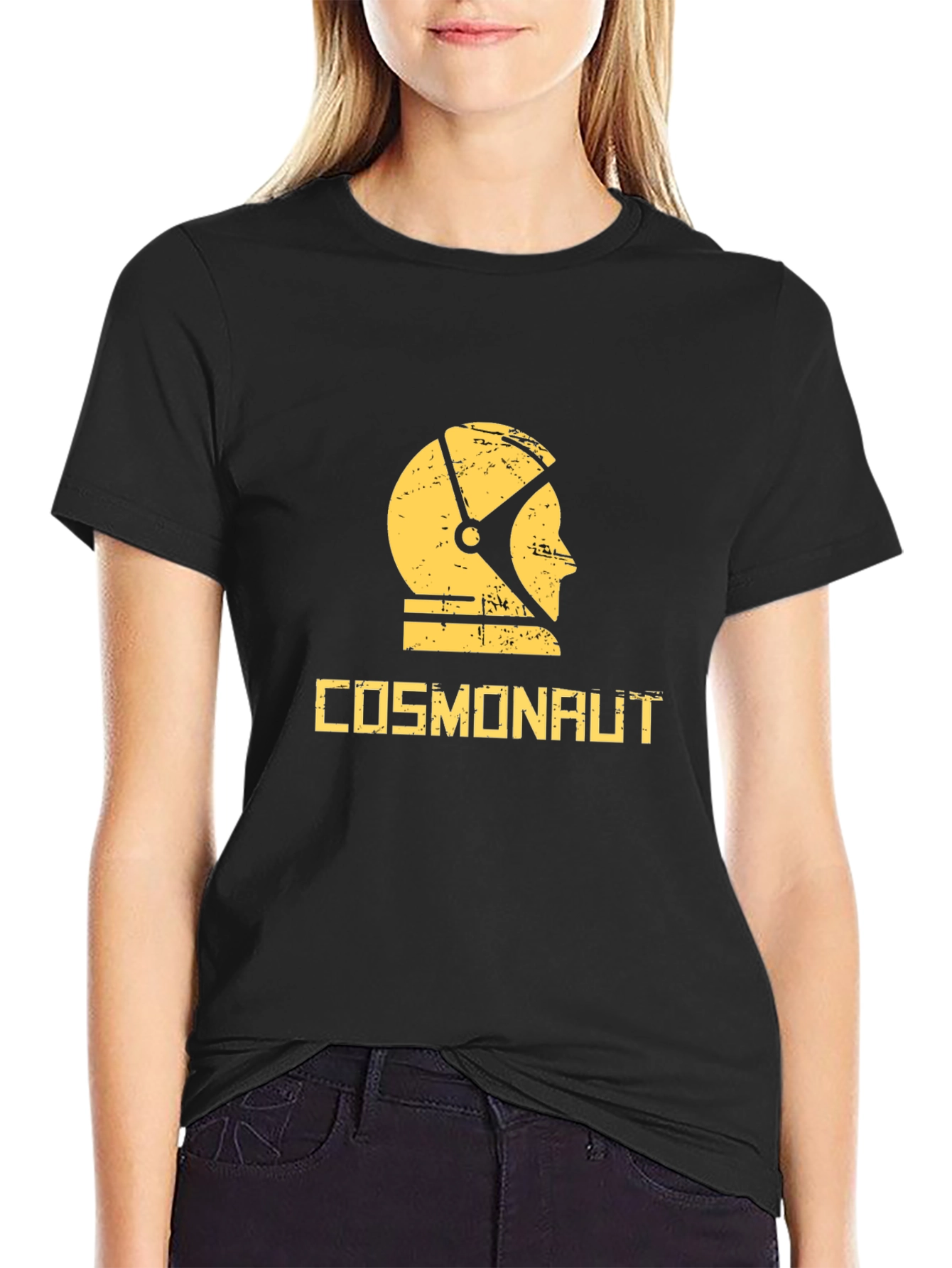 Cosmonaut Graphic Print Black T-Shirt