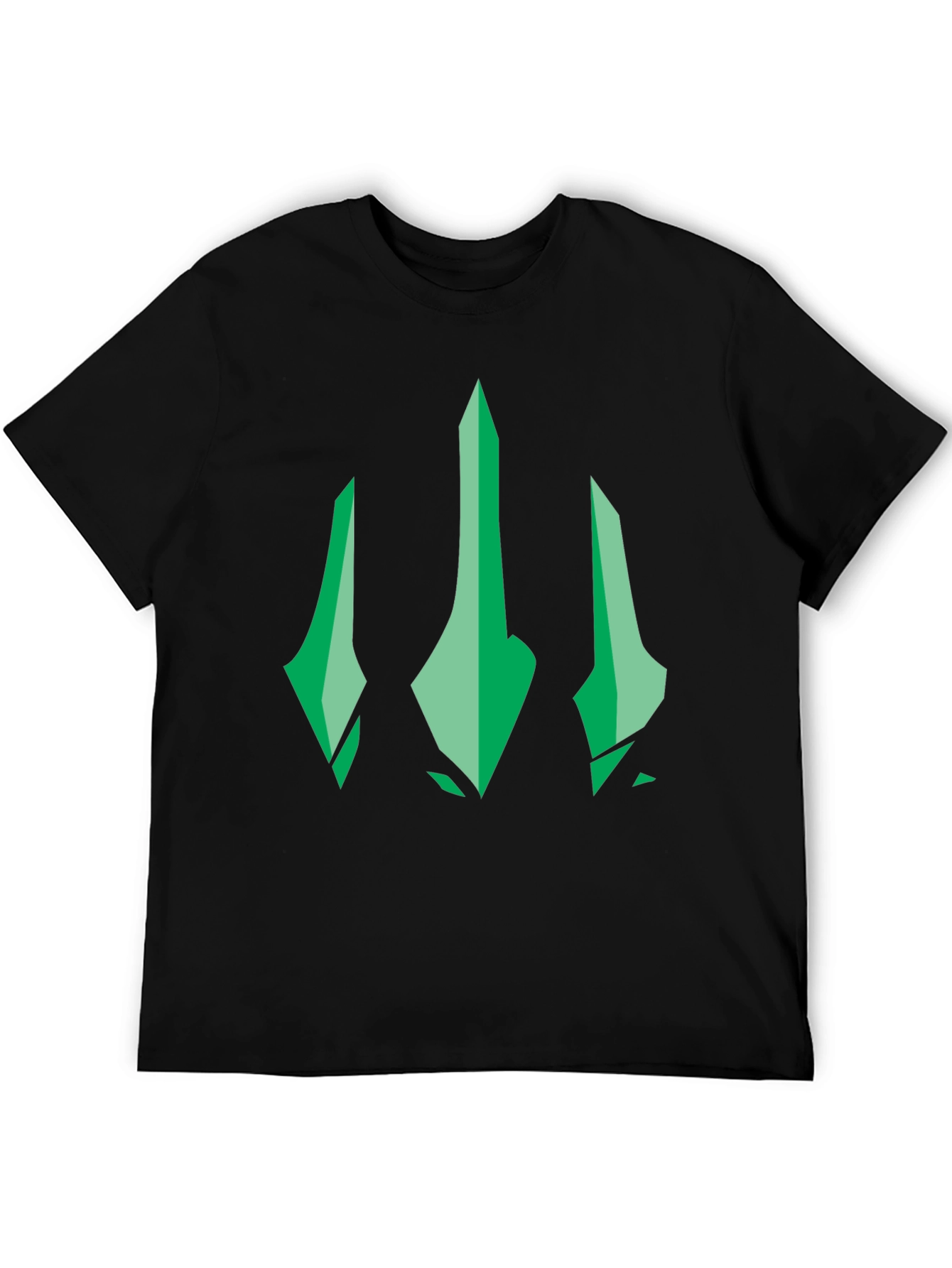 Green Trident Graphic Black T-Shirt