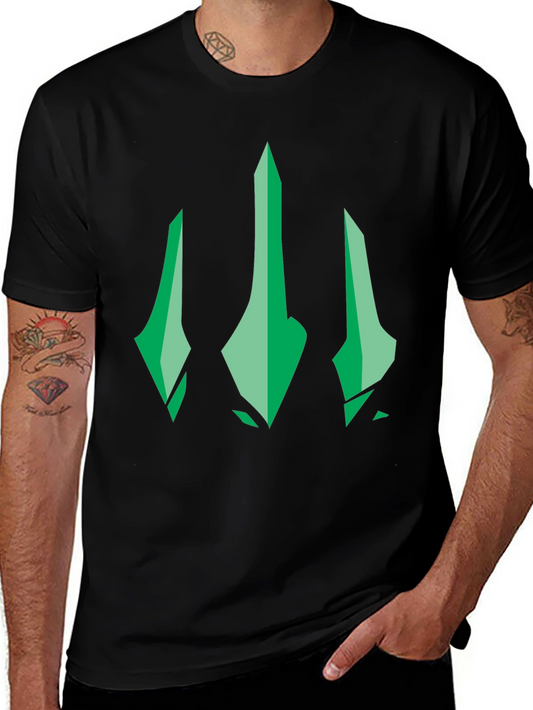 Green Trident Graphic Black T-Shirt