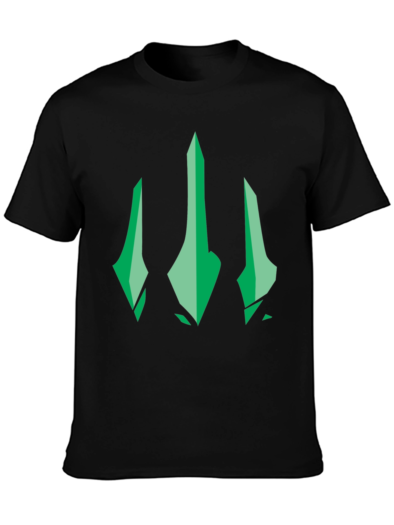 Green Trident Graphic Black T-Shirt