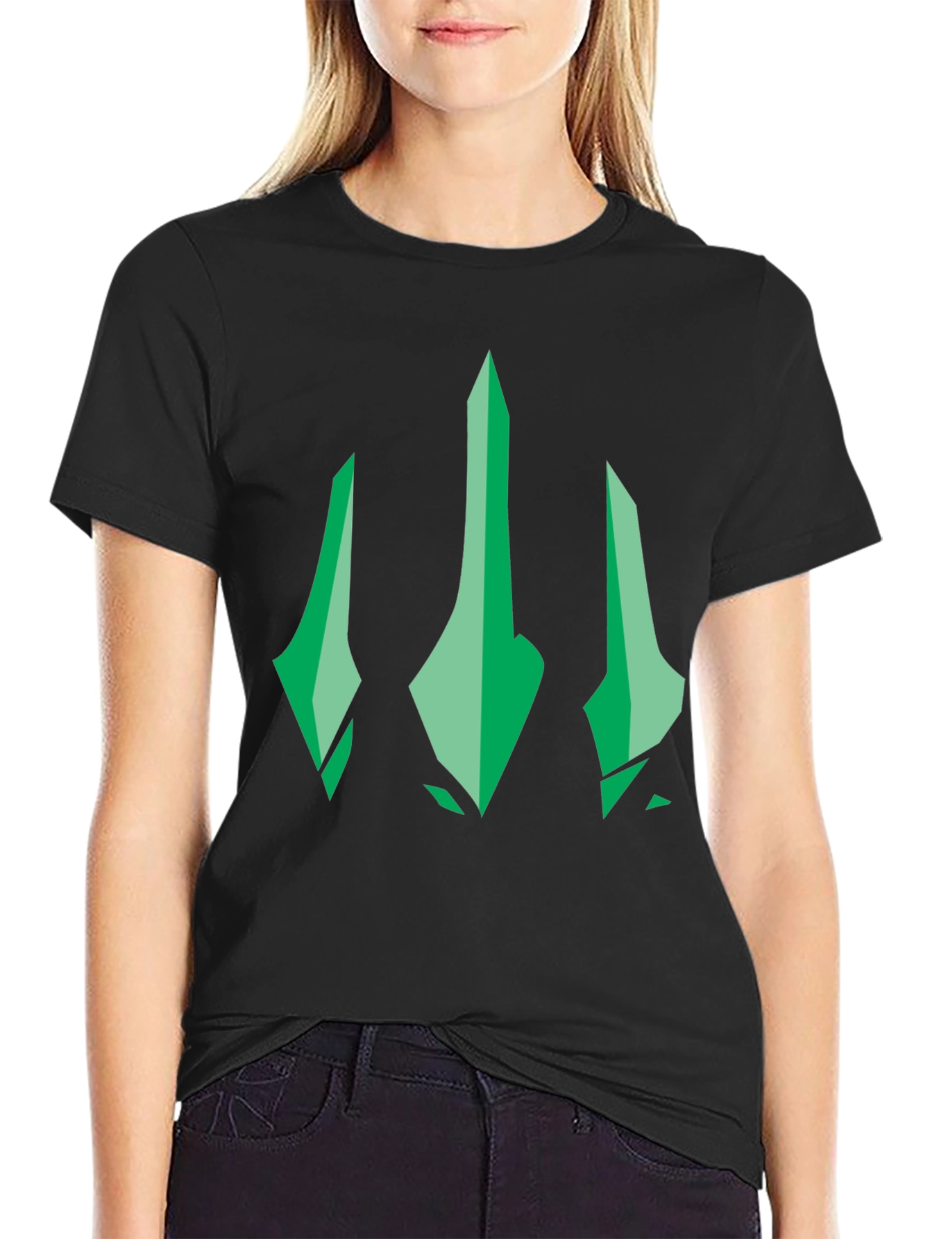 Green Trident Graphic Black T-Shirt